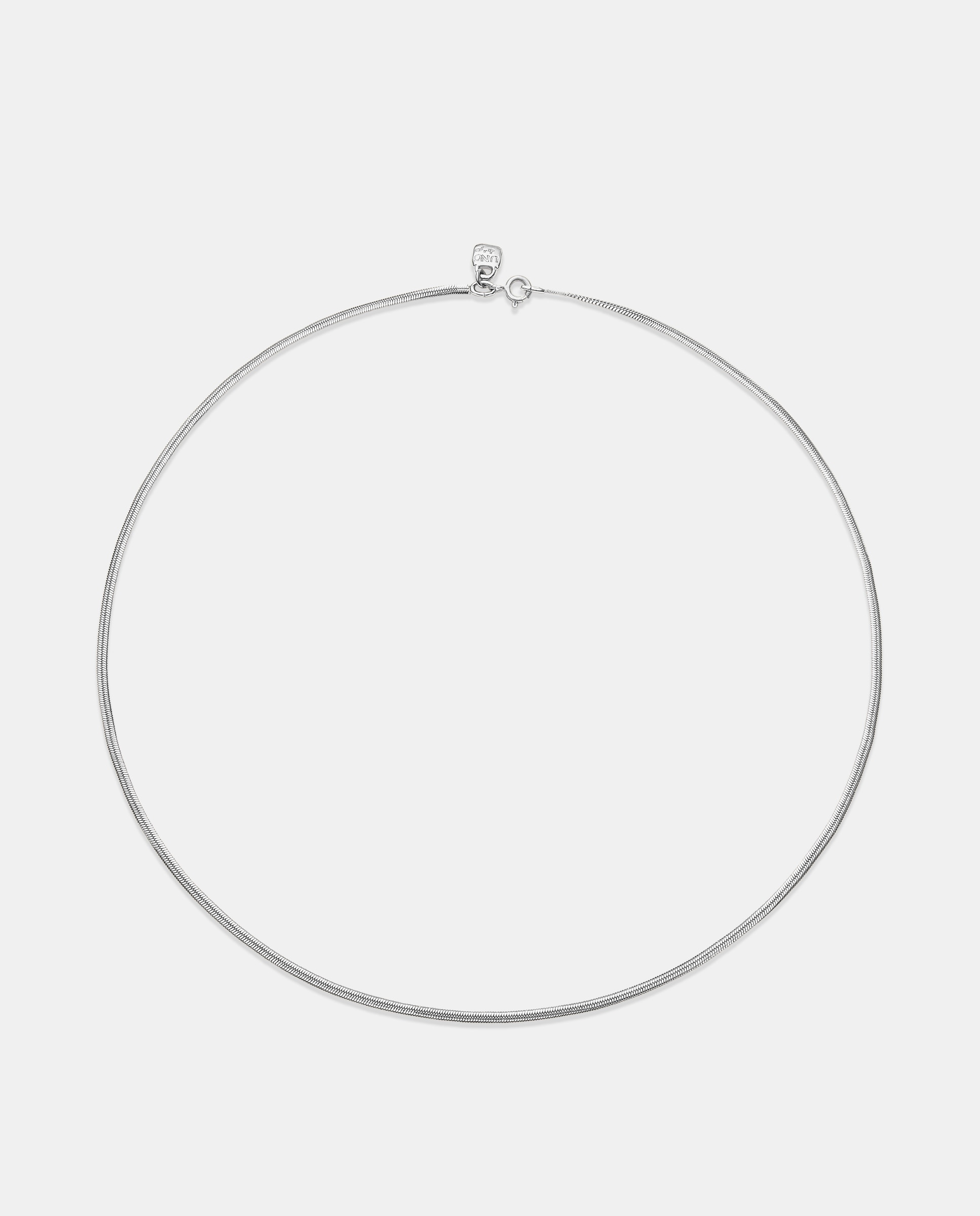 Corrente Comprida com Forma Plana Banhada em Prata de Lei Prata-1