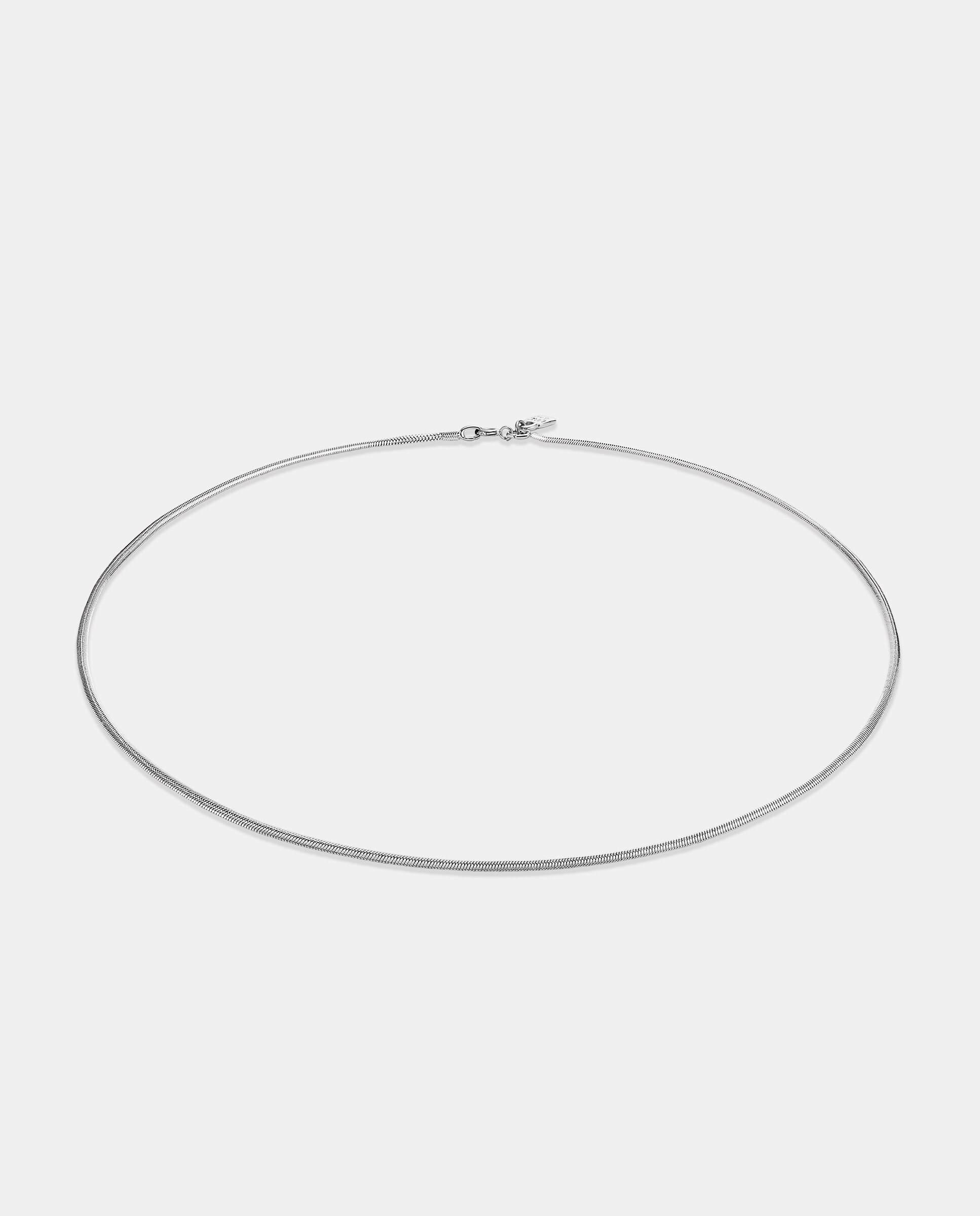 Corrente Comprida com Forma Plana Banhada em Prata de Lei Prata-3