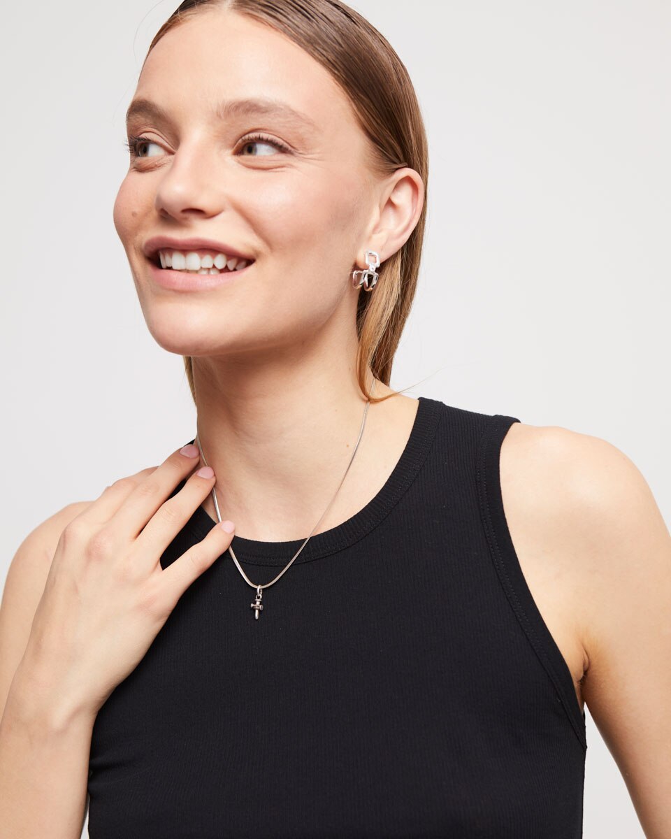 Corrente Comprida com Forma Plana Banhada em Prata de Lei Prata-6