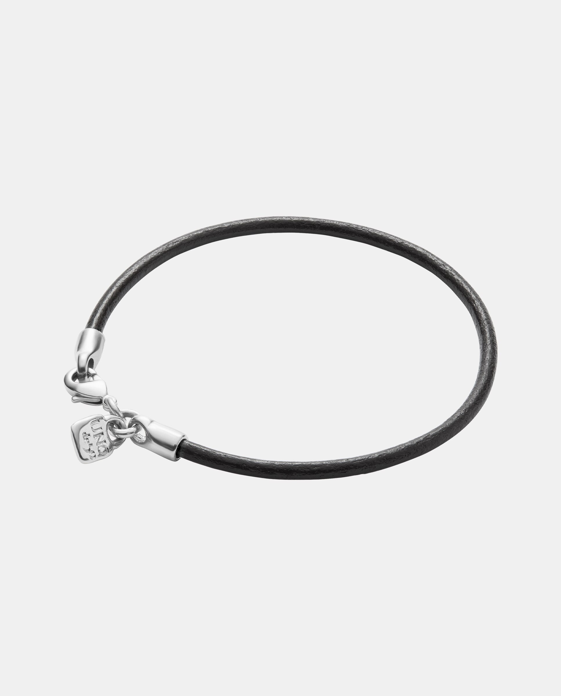 Pulseira de Couro Banhada em Prata de Lei Prata-3