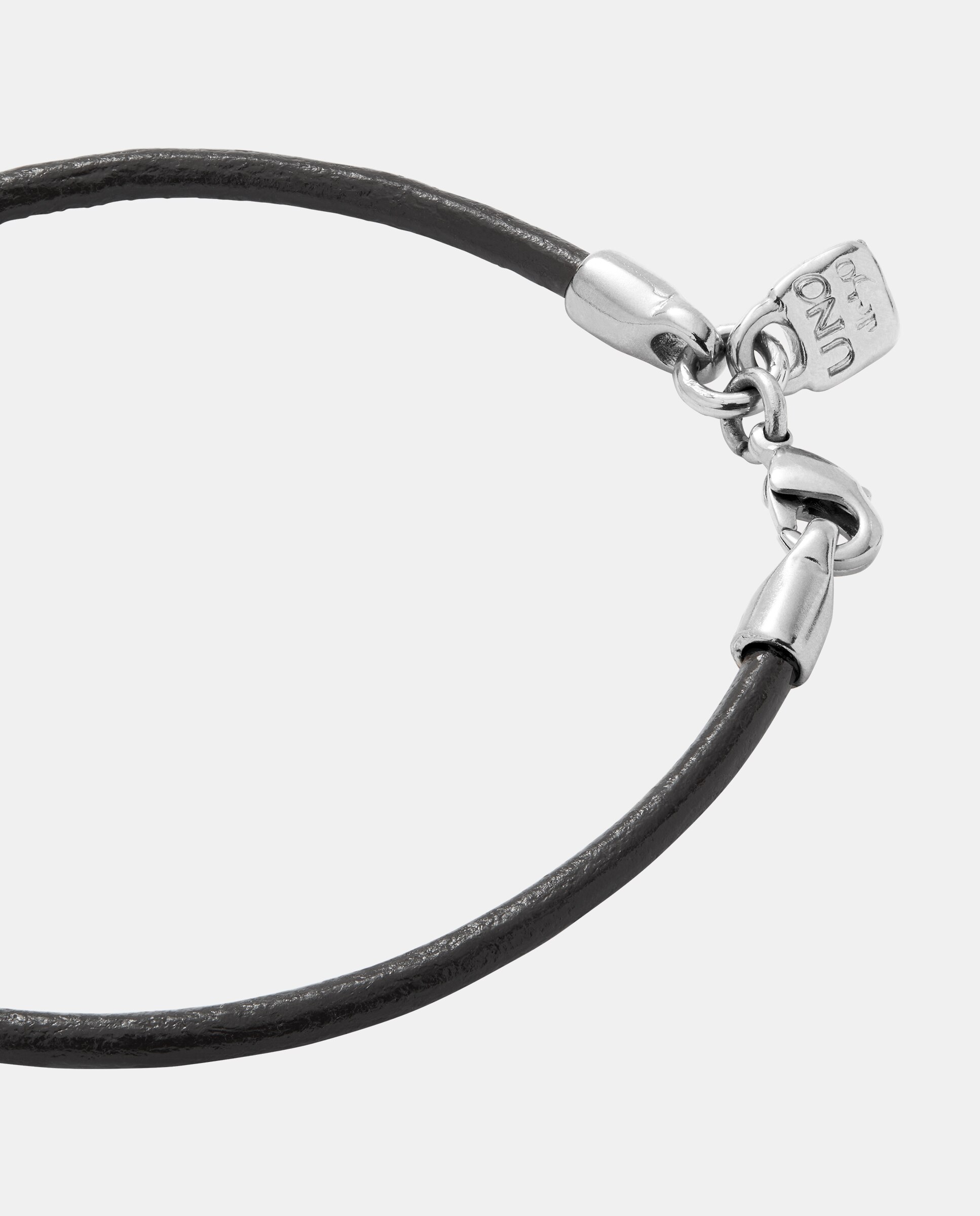 Pulseira de Couro Banhada em Prata de Lei Prata-4