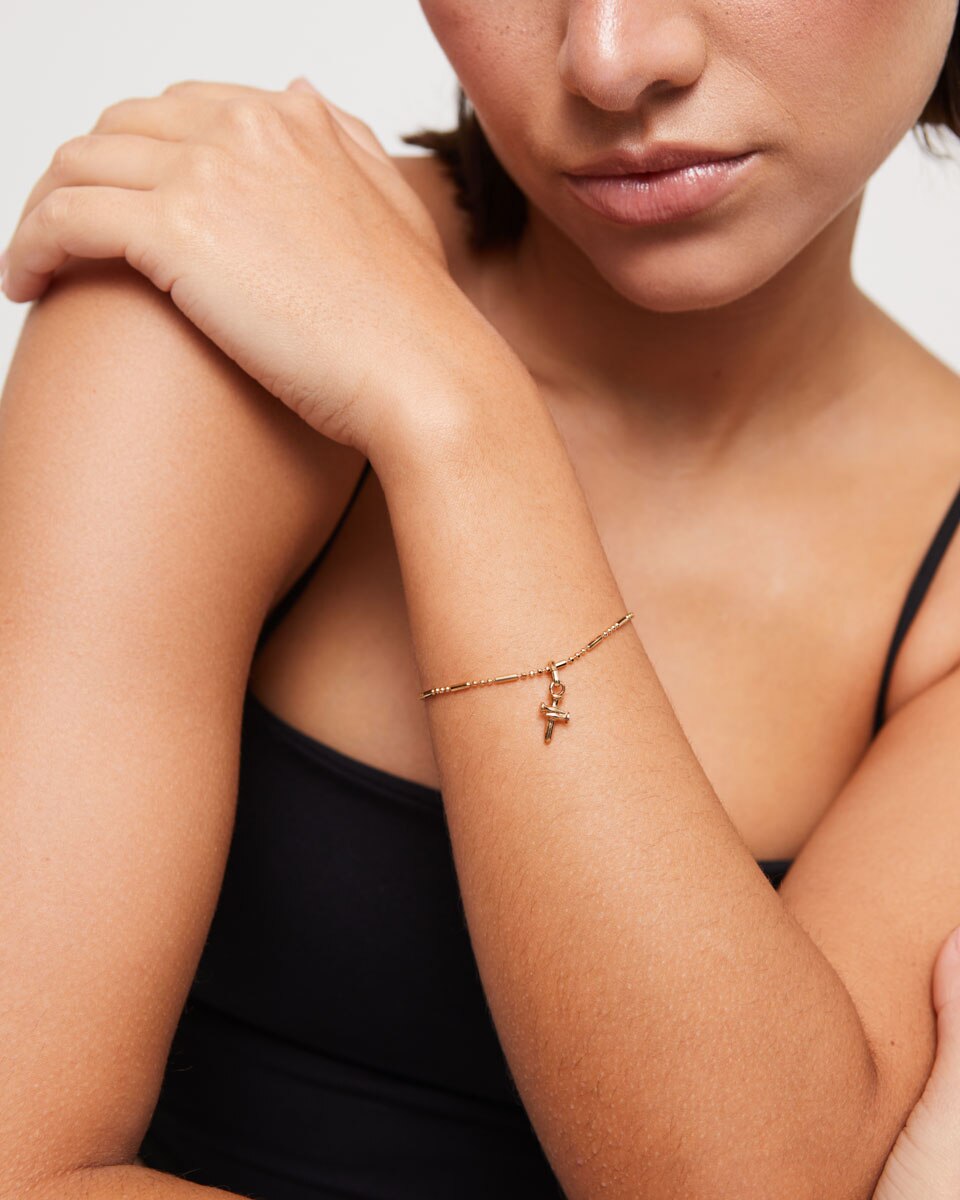 Pulseira de Corrente com Bolas e Peças Adas Banhada em Ouro 18k Ouro-6