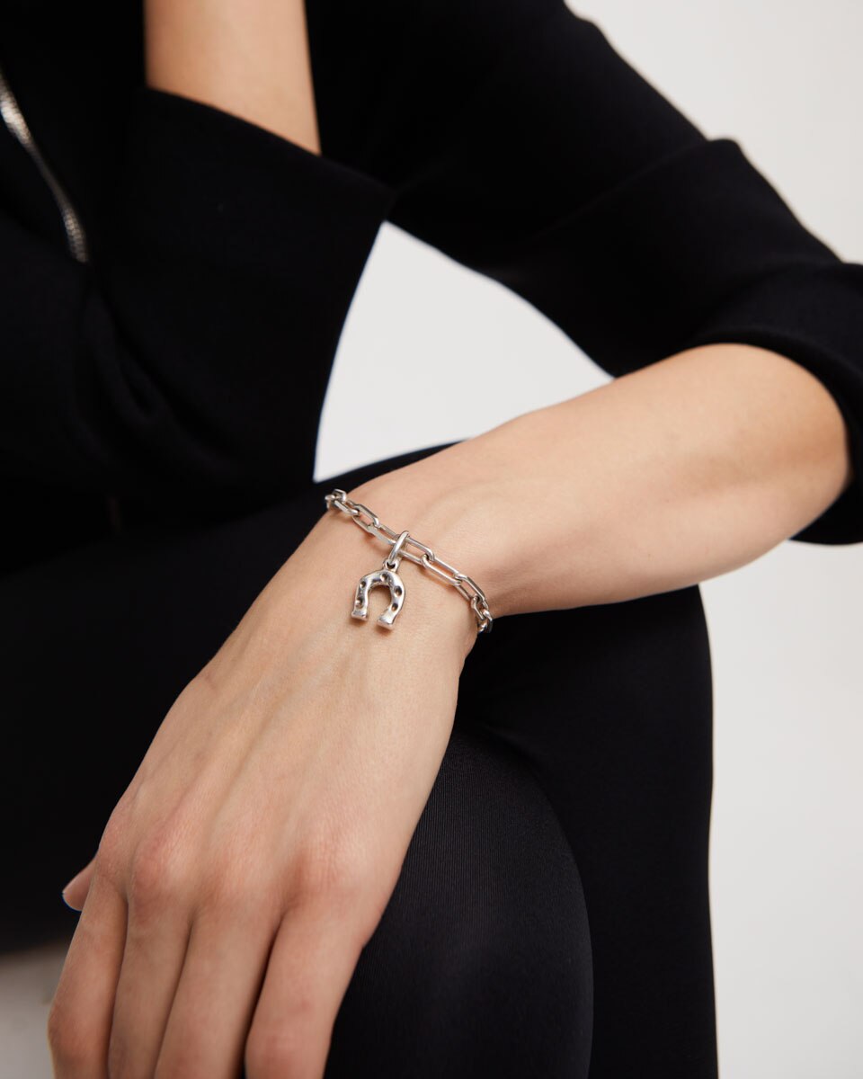 Pulseira com Elos Grandes Banhada em Prata de Lei Prata-5