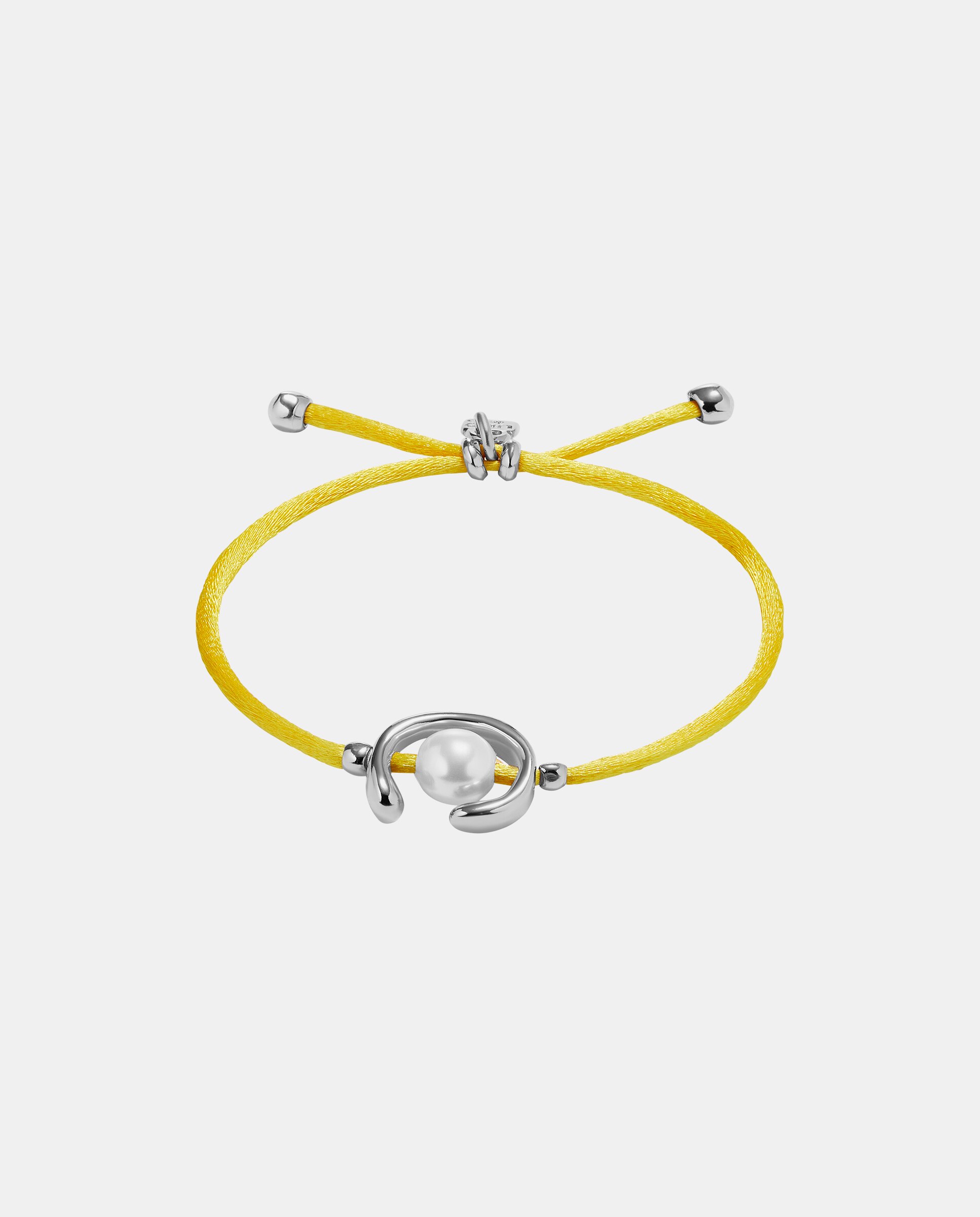 Pulseira de Fio Amarelo com Pérola Shell Fornitura Banhada em Prata de Lei Prata-1