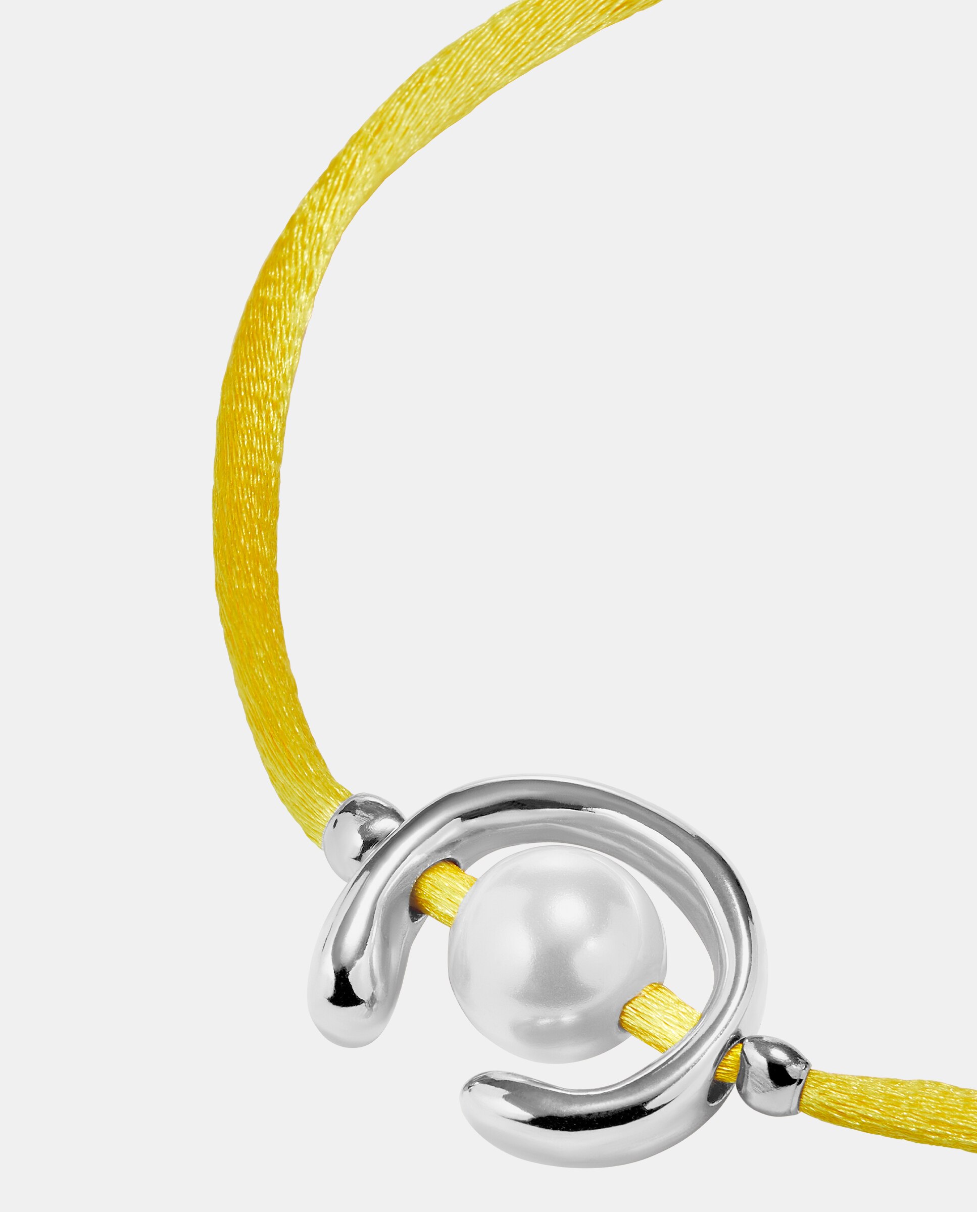 Pulseira de Fio Amarelo com Pérola Shell Fornitura Banhada em Prata de Lei Prata-3
