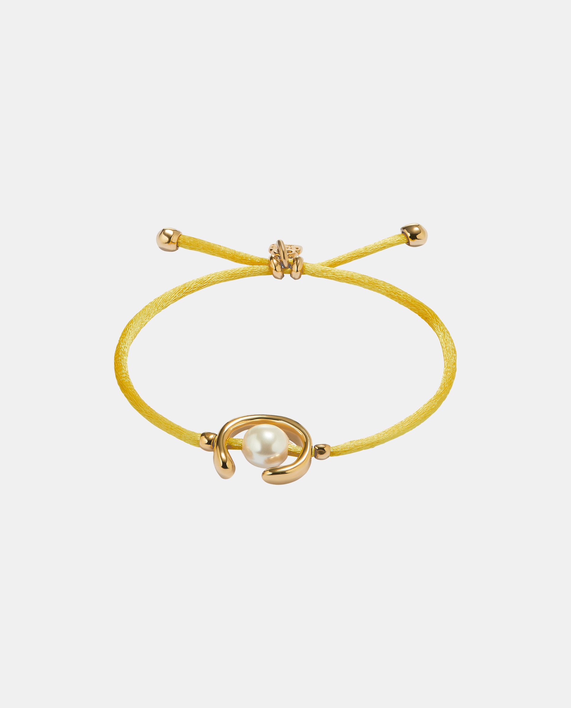 Pulseira de Hilon Amarelo com Pérola Shell e Fornitura Banhada em Ouro 18k Ouro-1