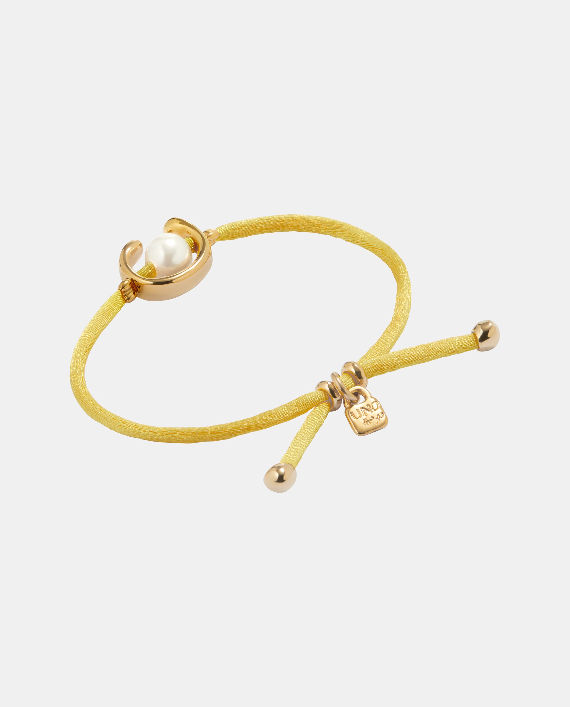 Pulseira de Hilon Amarelo com Pérola Shell e Fornitura Banhada em Ouro 18k Ouro-2