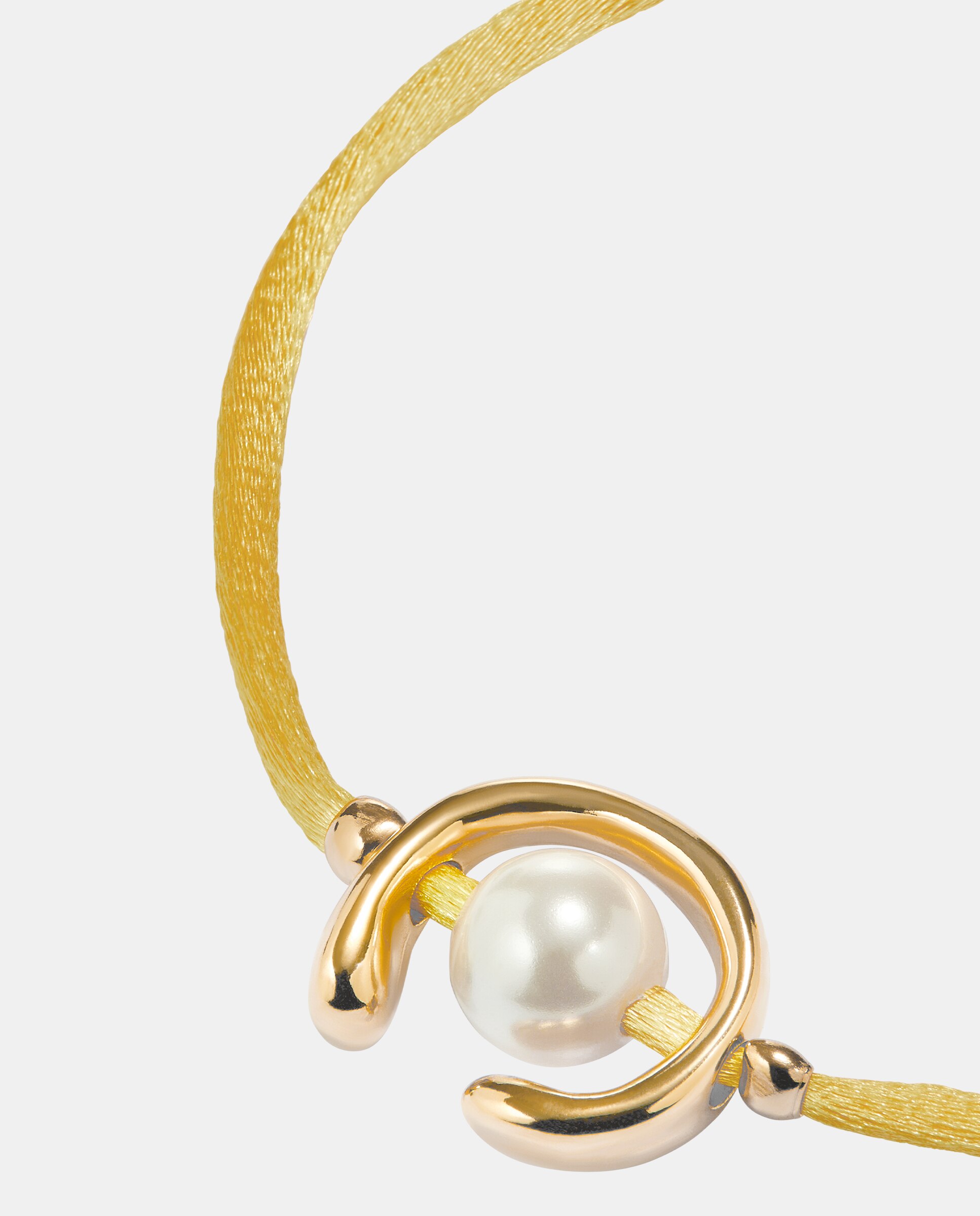 Pulseira de Hilon Amarelo com Pérola Shell e Fornitura Banhada em Ouro 18k Ouro-3