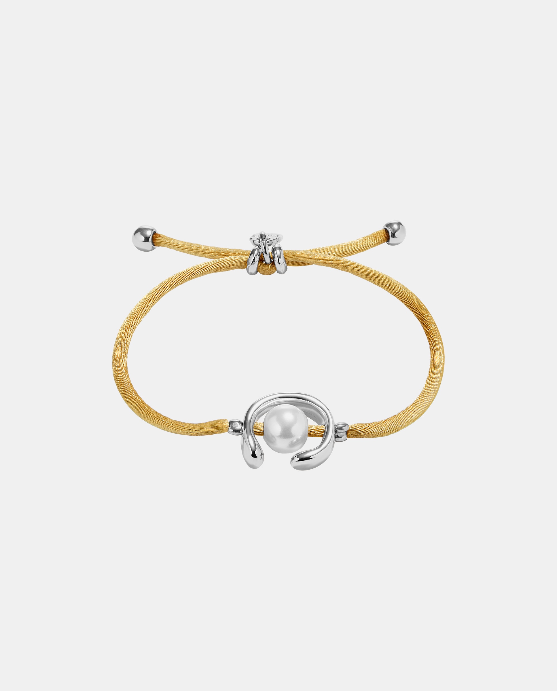 Imagem 0 de Pulseira de Fio Camel com Pérola Shell e Fornitura Banhada em Prata de Lei