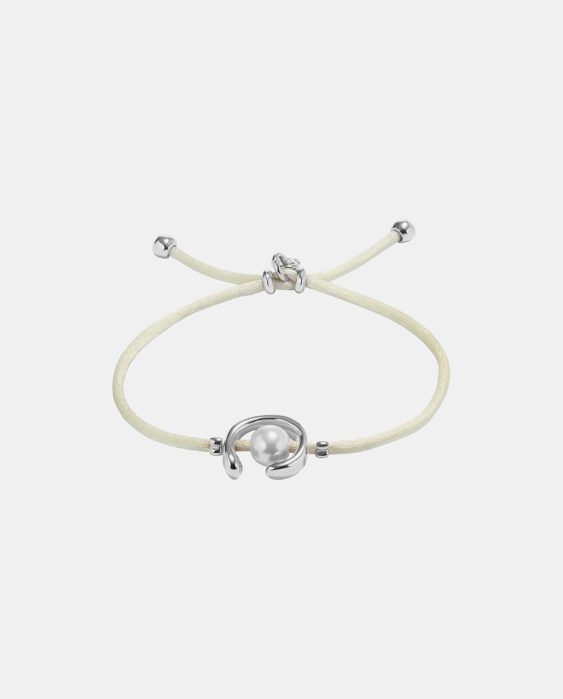 Pulseira de Fio com Pérola Shell e Fornitura Banhada em Prata de Lei Prata-1