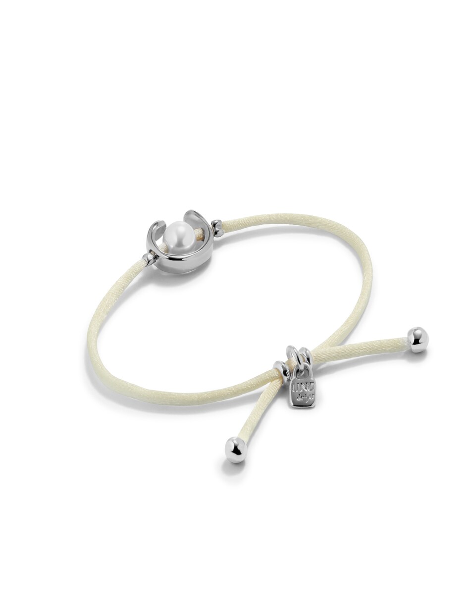 Pulseira de Fio em Creme com Pérola Shell e Fornitura Banhada em Prata de Lei Prata-2