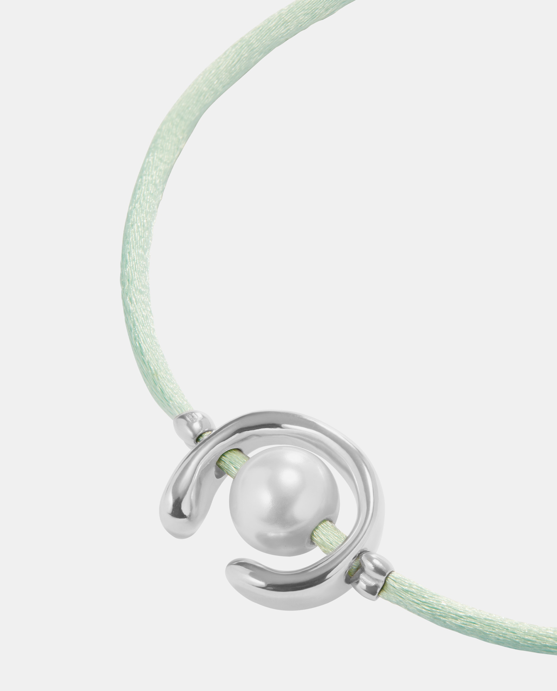 Pulseira de Fio Verde Azulado com Pérola Shell e Fornitura Banhada em Prata de Lei Prata-3