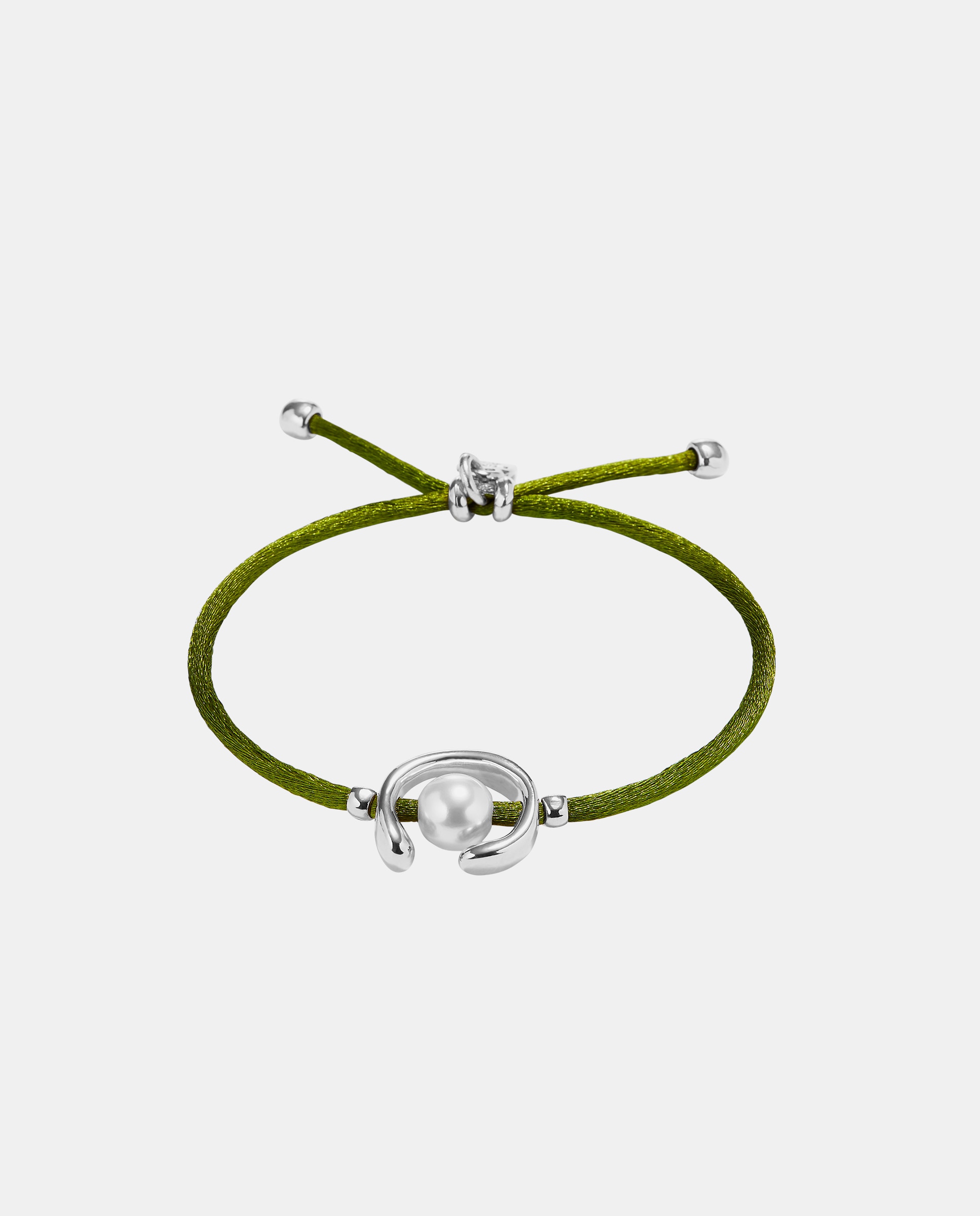 Imagem 0 de Pulseira de Fio Verde-escuro com Pérola Shell e Fornitura Banhada em Prata de Lei