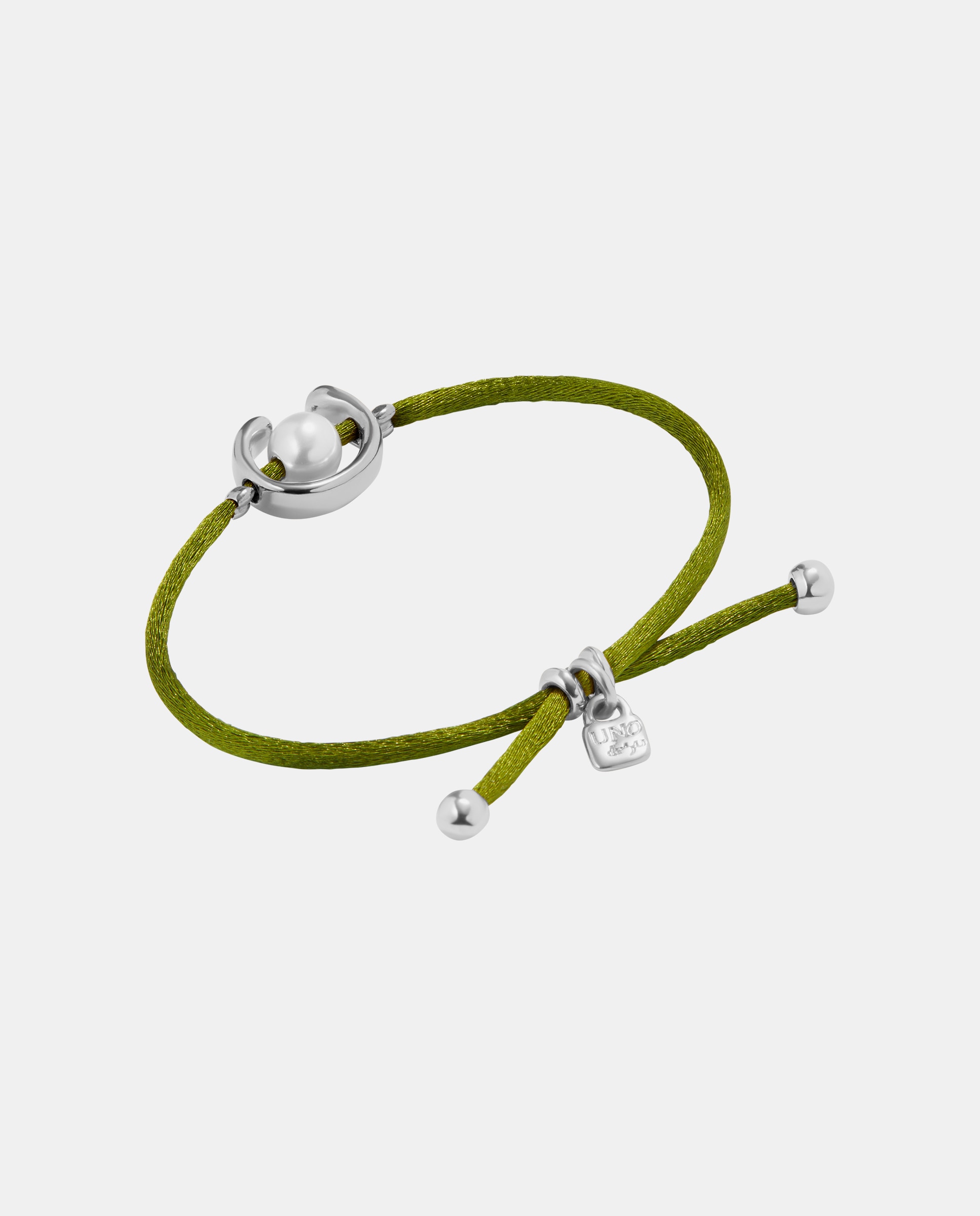 Pulseira de Fio Verde-escuro com Pérola Shell e Fornitura Banhada em Prata de Lei Prata-2