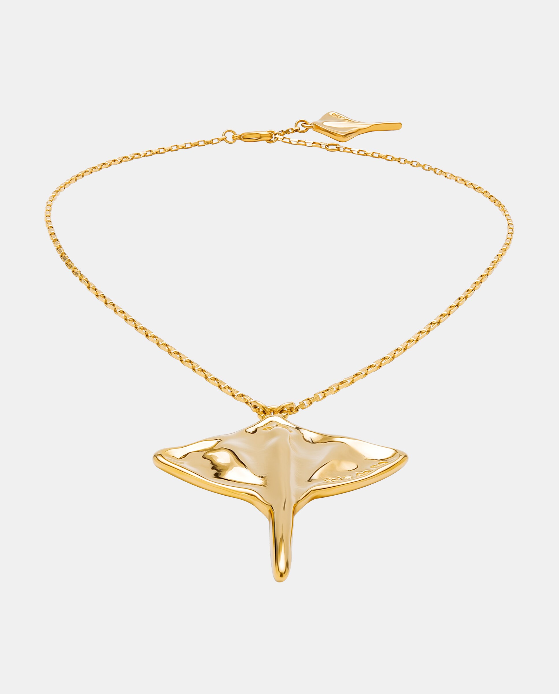 Pendente de Corrente Banhada a Ouro 18k com Figura de Raia Manta Ouro-3