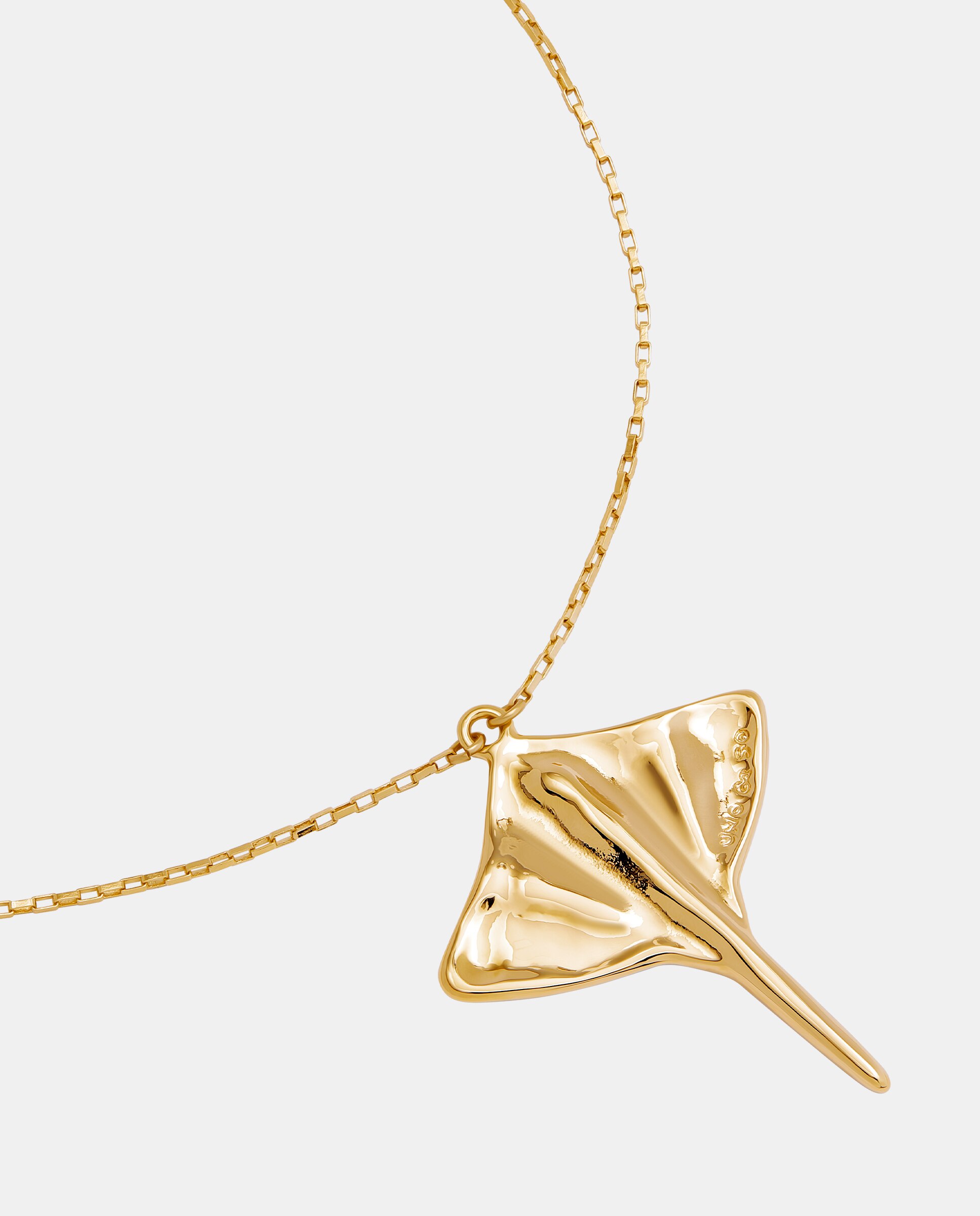 Pendente de Corrente Banhada a Ouro 18k com Figura de Raia Manta Ouro-4