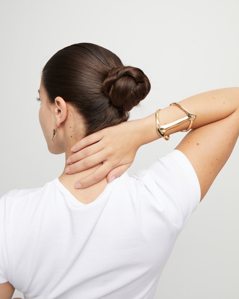 Pulseira Rígida Banhada a Ouro de 18k com Estrutura Mantarraya Ouro-5