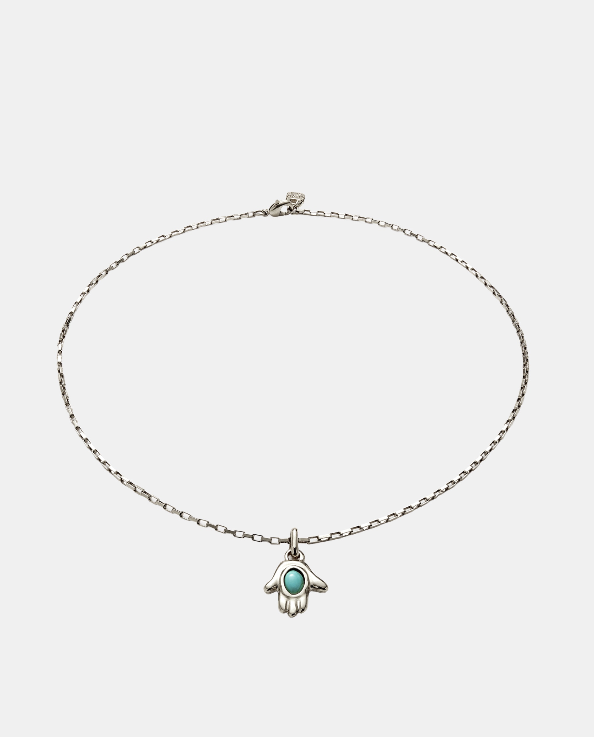 Colar de Cadeia com Charm com Pedra de Liga de Metais Banhado em Prata de Lei Azul-2