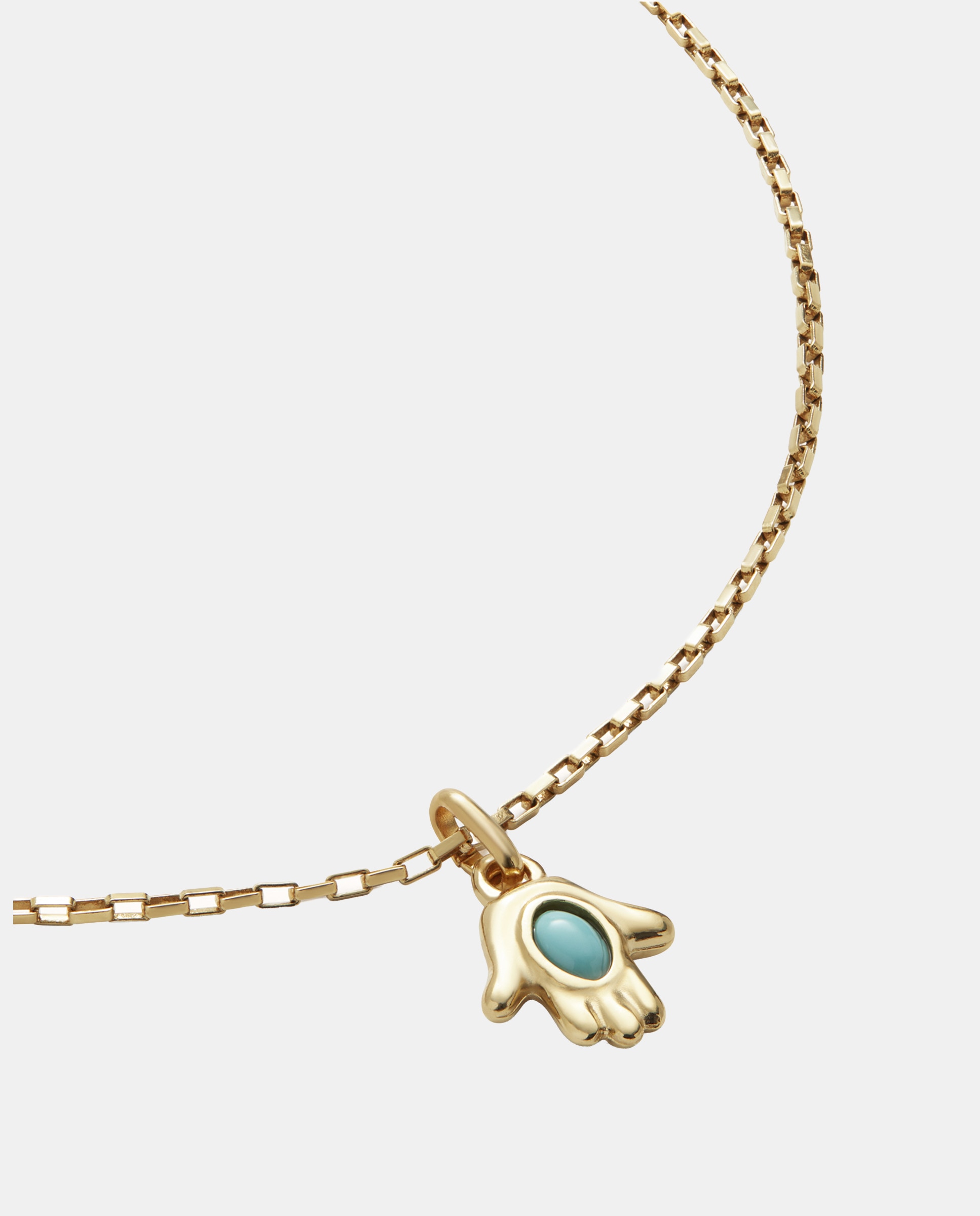 Colar de Corrente com Charm com Pedra de Liga de Metais Banhado a Ouro 18k Azul-turquesa-3