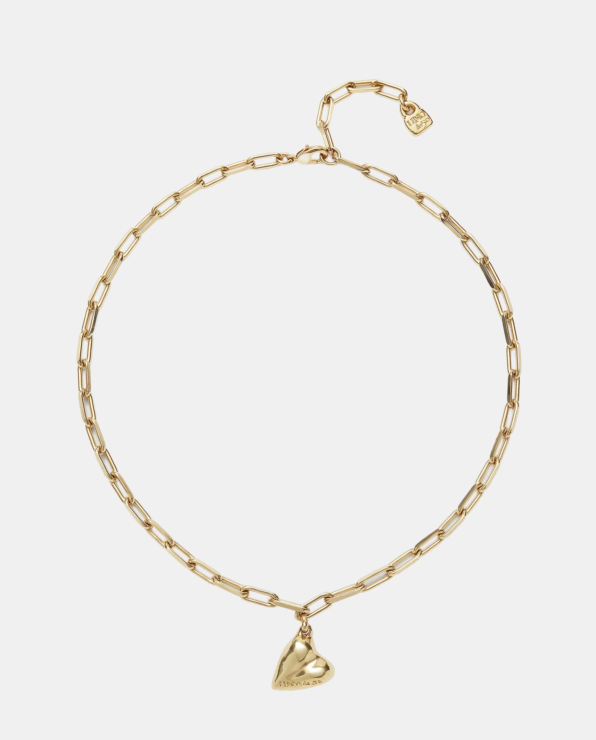 Imagem 0 de Colar de Corrente com Charm de Coração de Liga de Metais Banhado a Ouro 18k