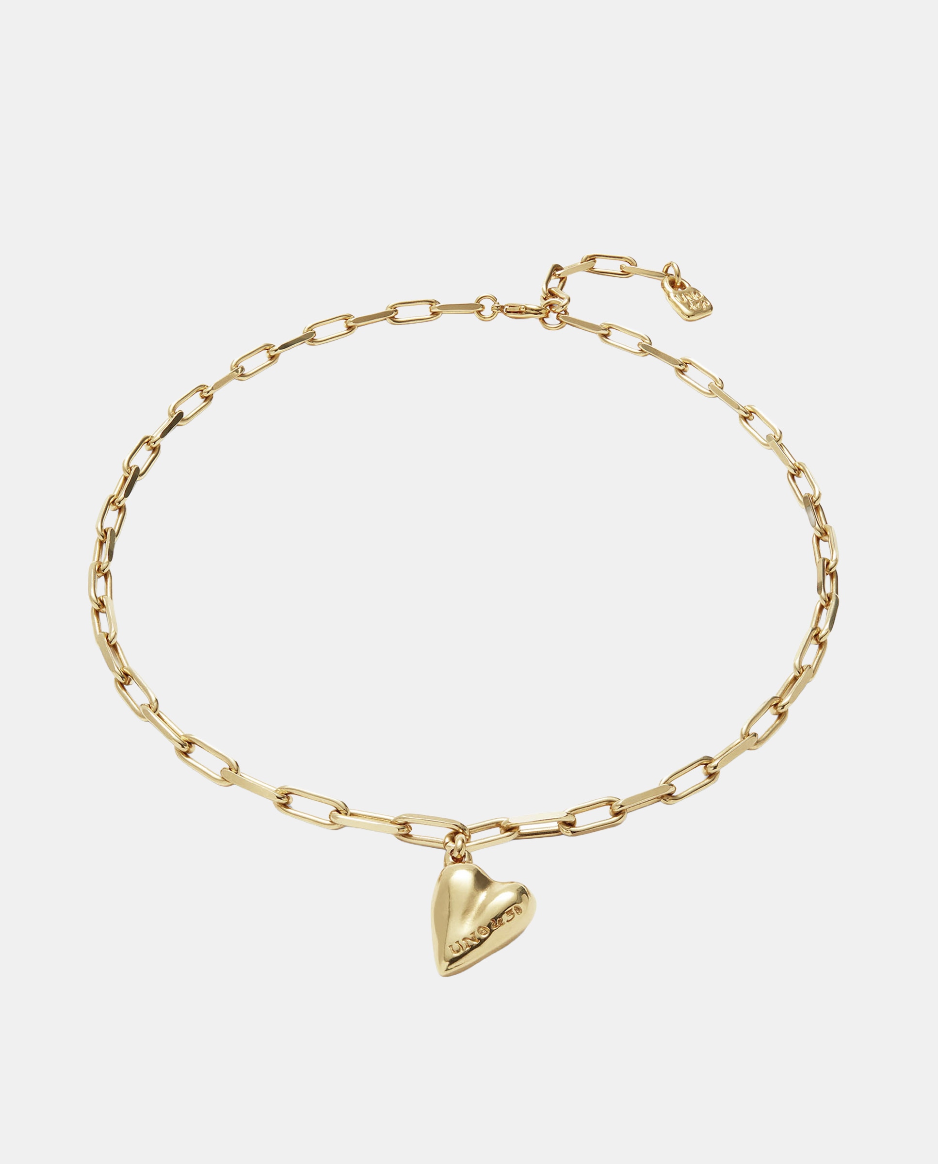 Colar de Corrente com Charm de Coração de Liga de Metais Banhado a Ouro 18k Dourado-2