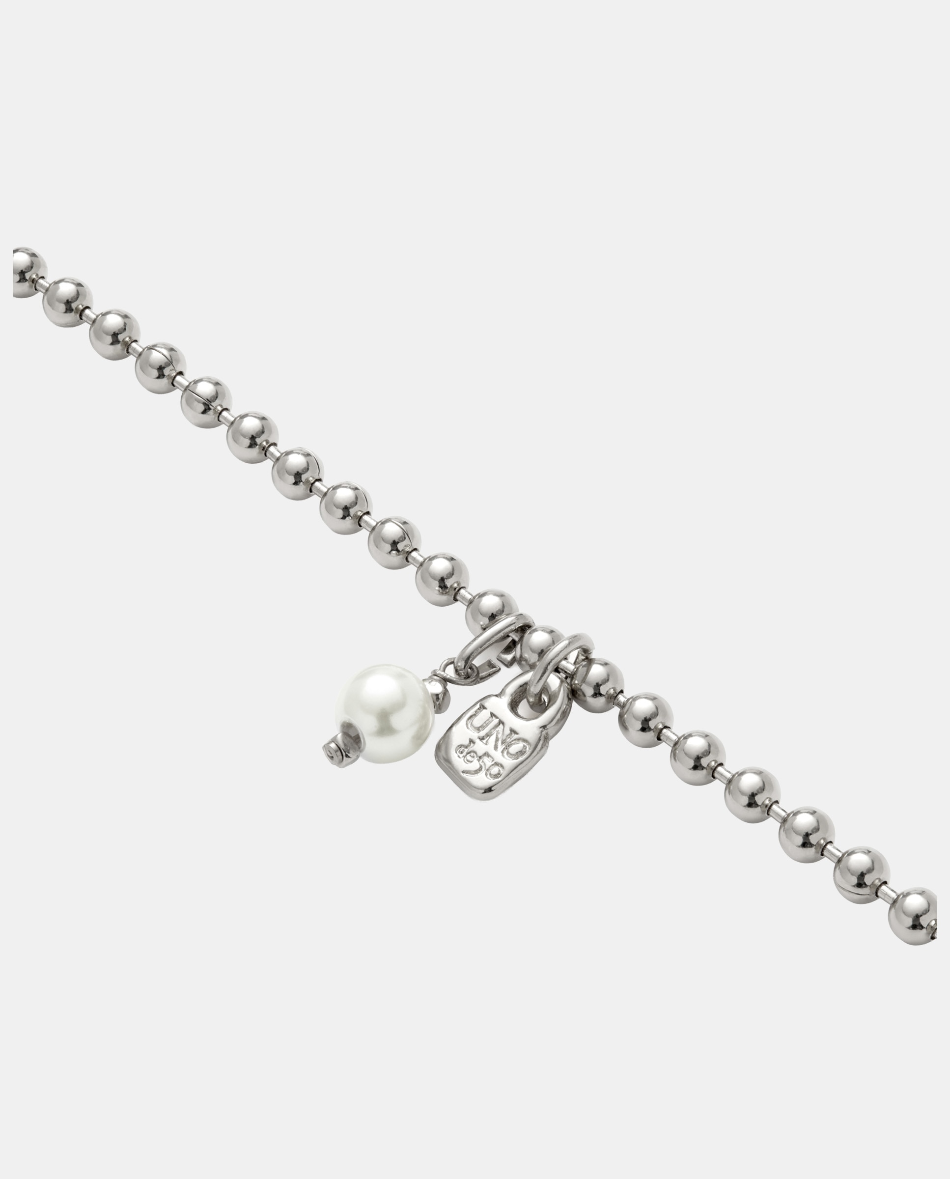 Pulseira de Corrente com Charm de Pérola em Liga de Metais Banhada em Prata de Lei Rosa-3