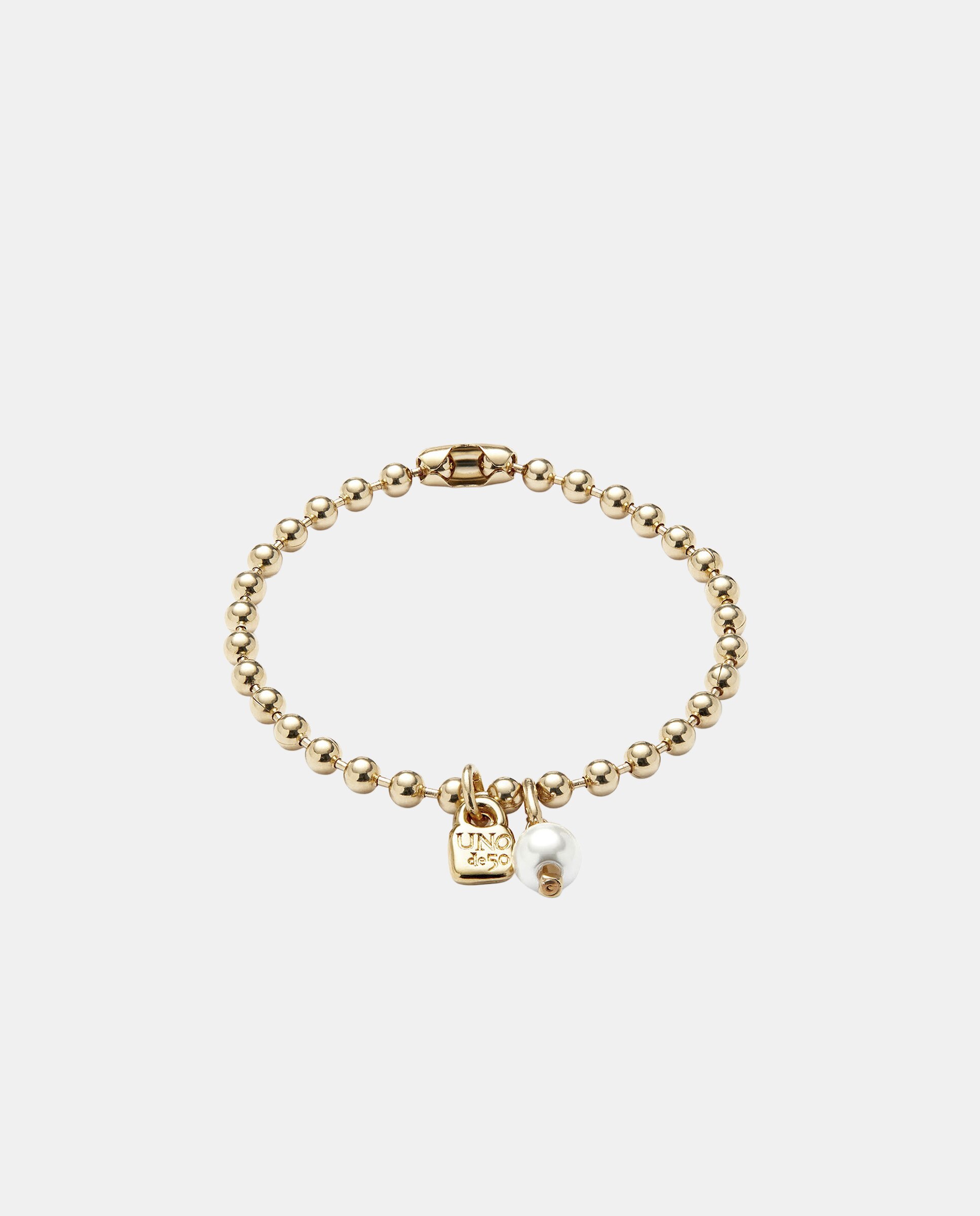 Pulseira de Corrente com Charm de Pérola em Liga de Metais Banhada a Ouro 18k Branco-2
