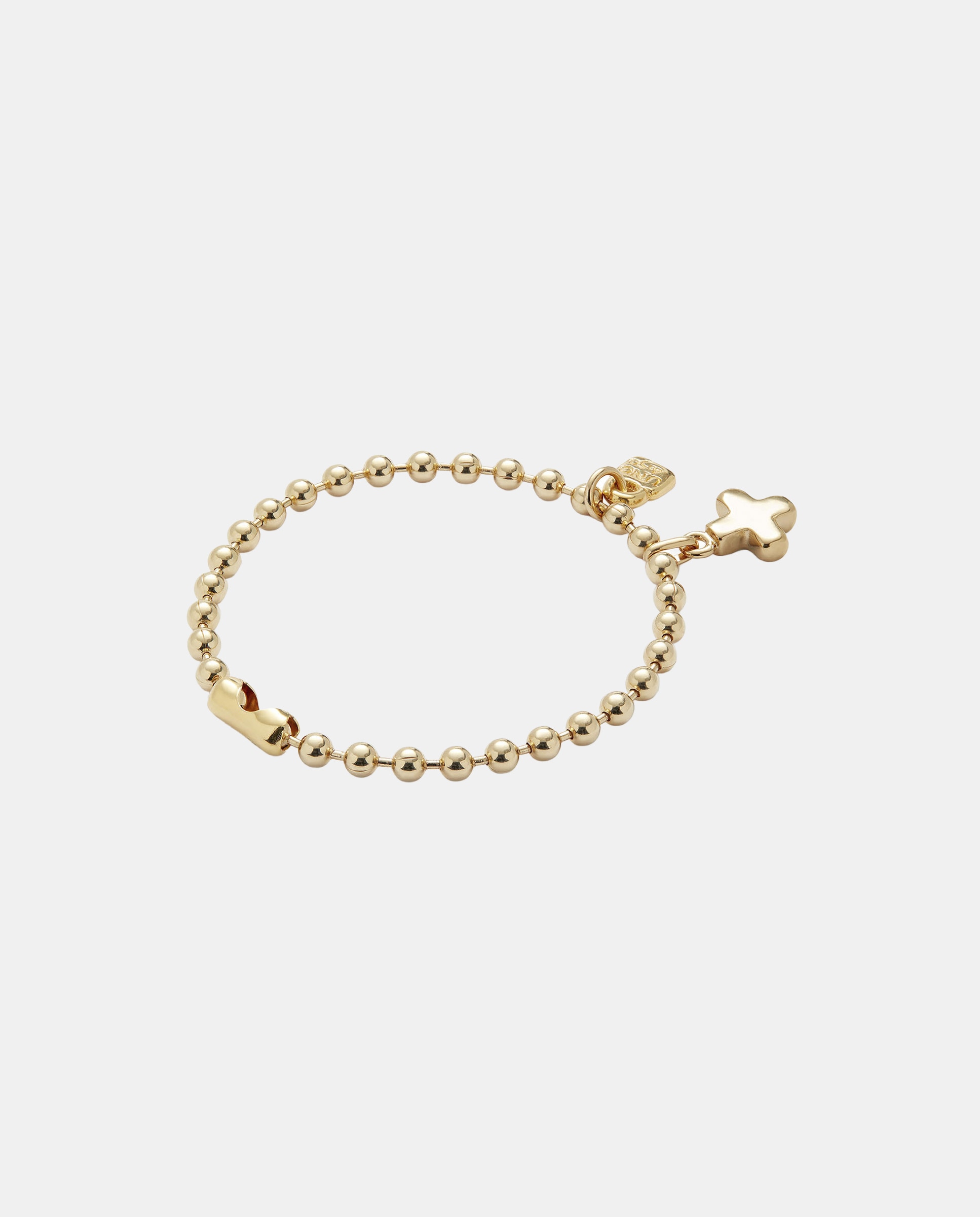 Pulseira de Corrente com Charm Cruz em Liga de Metais Banhado a Ouro 18k Azul-2