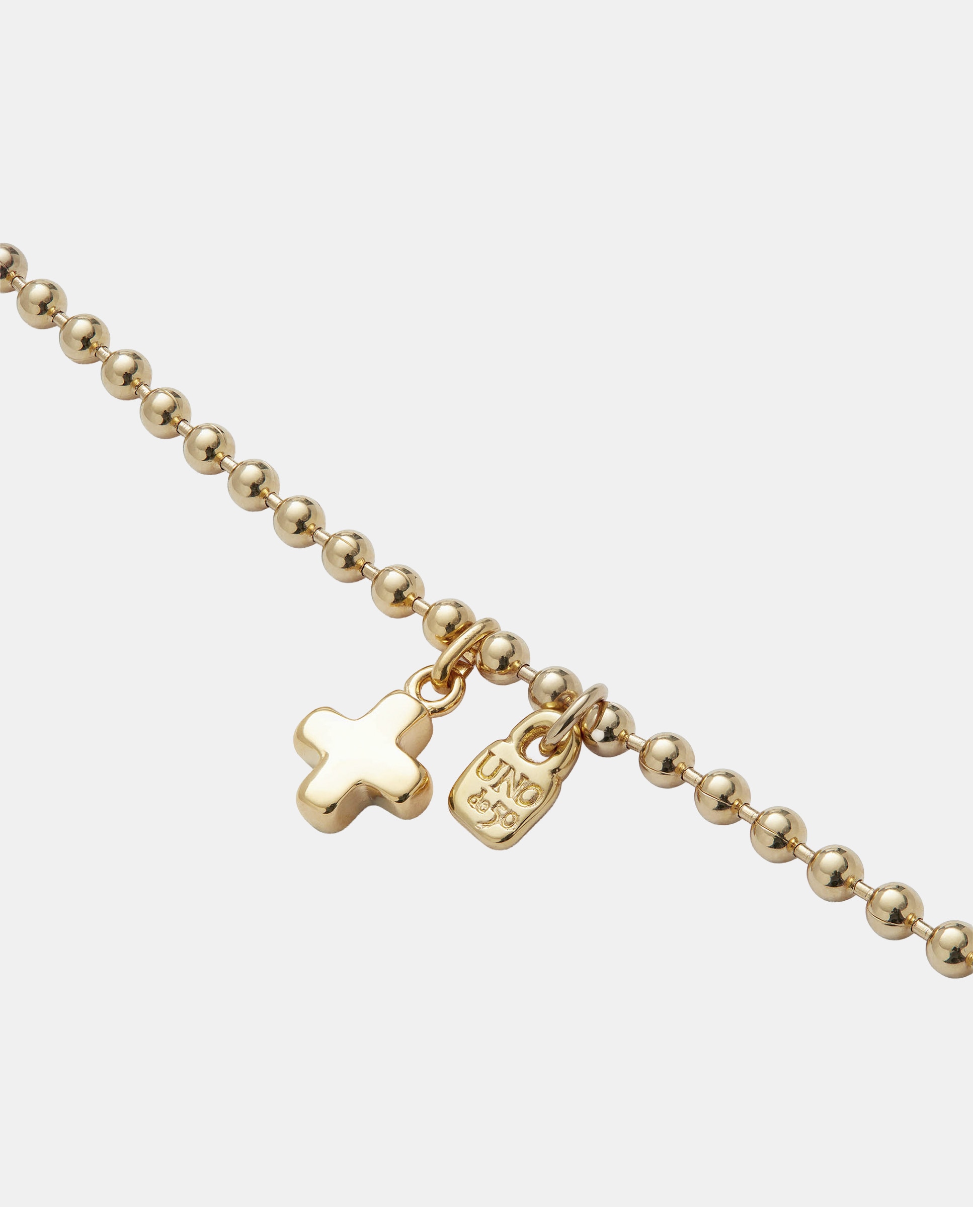 Pulseira de Corrente com Charm Cruz em Liga de Metais Banhado a Ouro 18k Azul-3