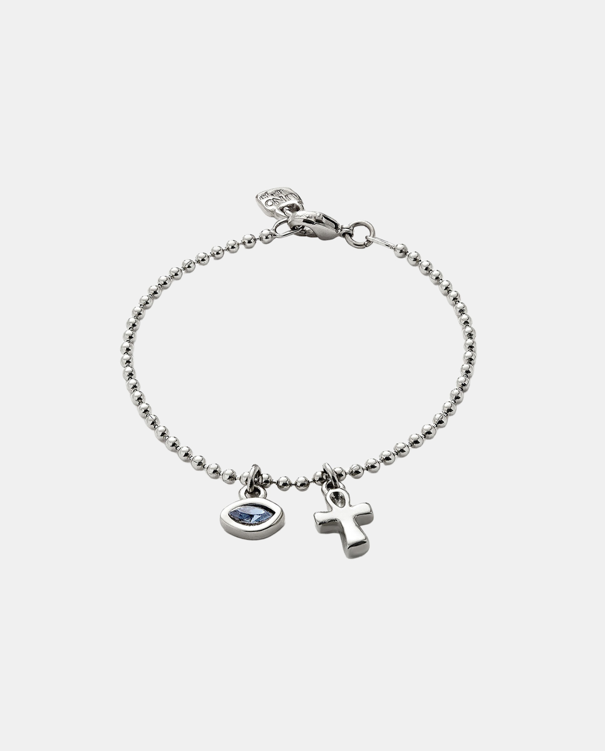 Imagem 0 de Pulseira de Corrente Fina com Dois Charm e Cristal em Liga de Metais Banhada em Prata de Lei