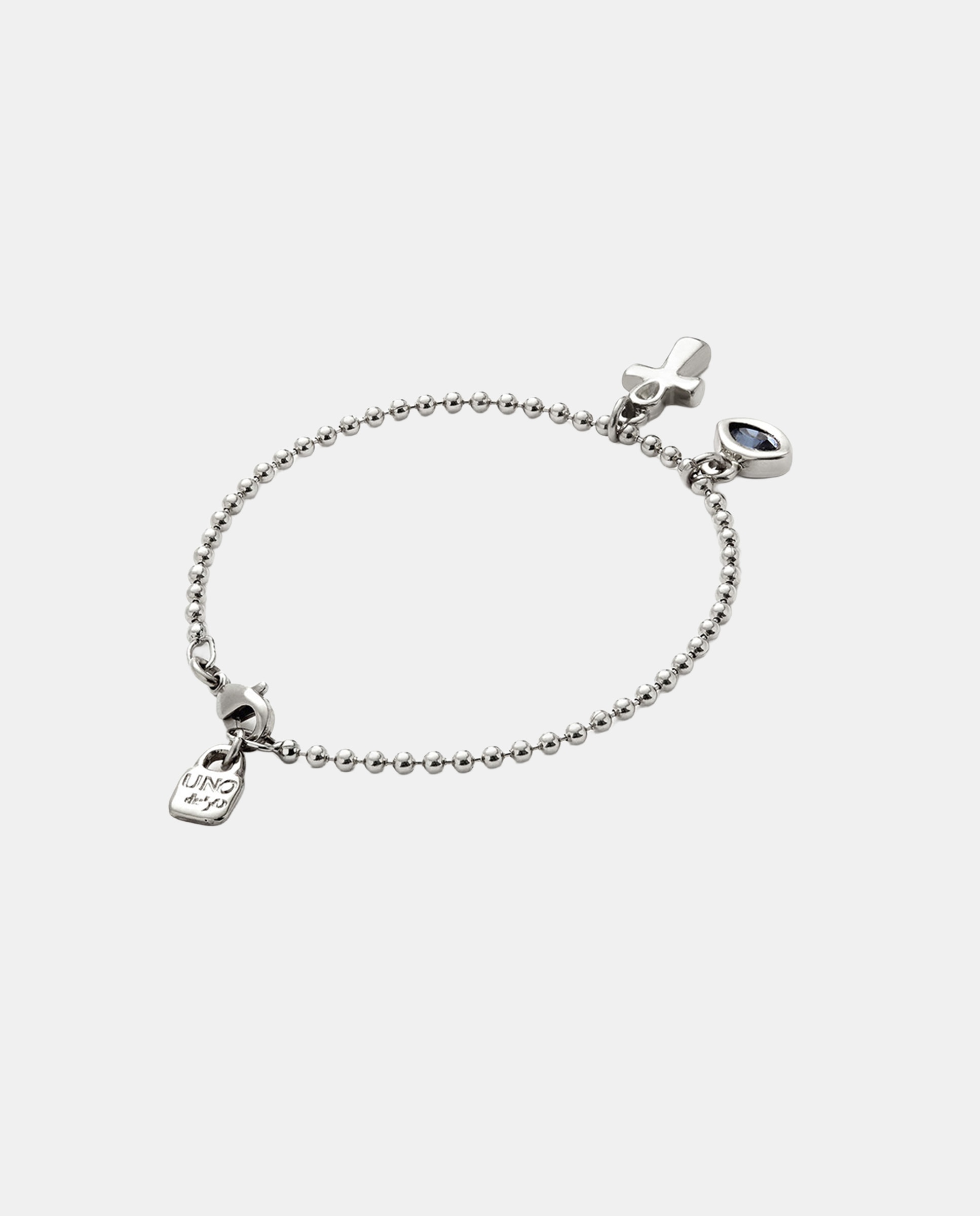 Pulseira de Corrente Fina com Dois Charm e Cristal em Liga de Metais Banhada em Prata de Lei Vermelho-2