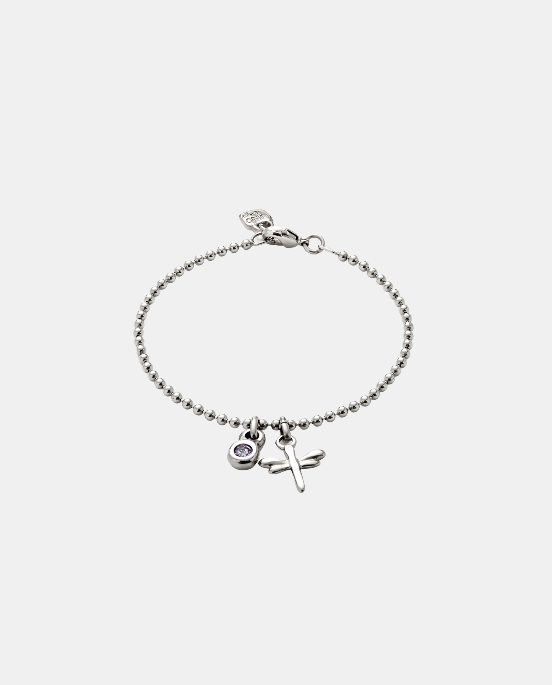 Imagem 0 de Pulseira de Corrente Fina com Dois Charm e Cristal em Liga de Metais Banhada em Prata de Lei