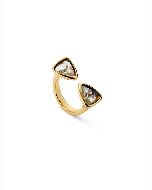 Imagem 0 de Anel Banhado em 18k com Dois Cristais Multicolor