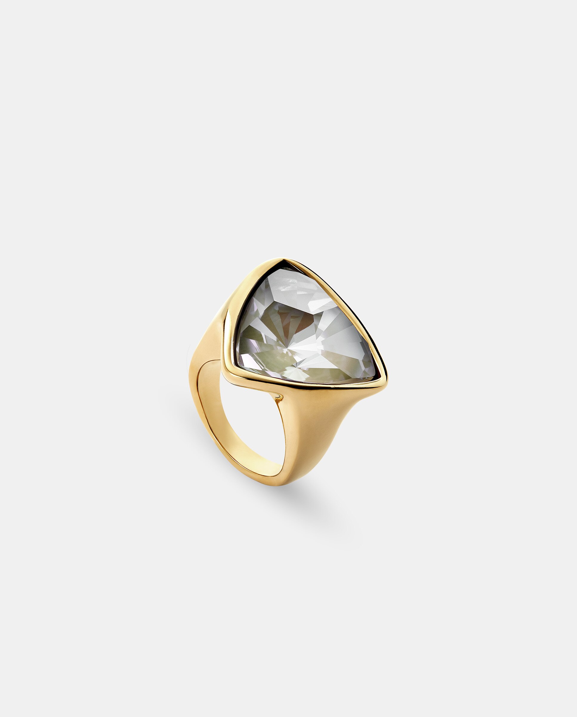 Anel Banhado a Ouro 18k com Cristal Facetado Ouro-3