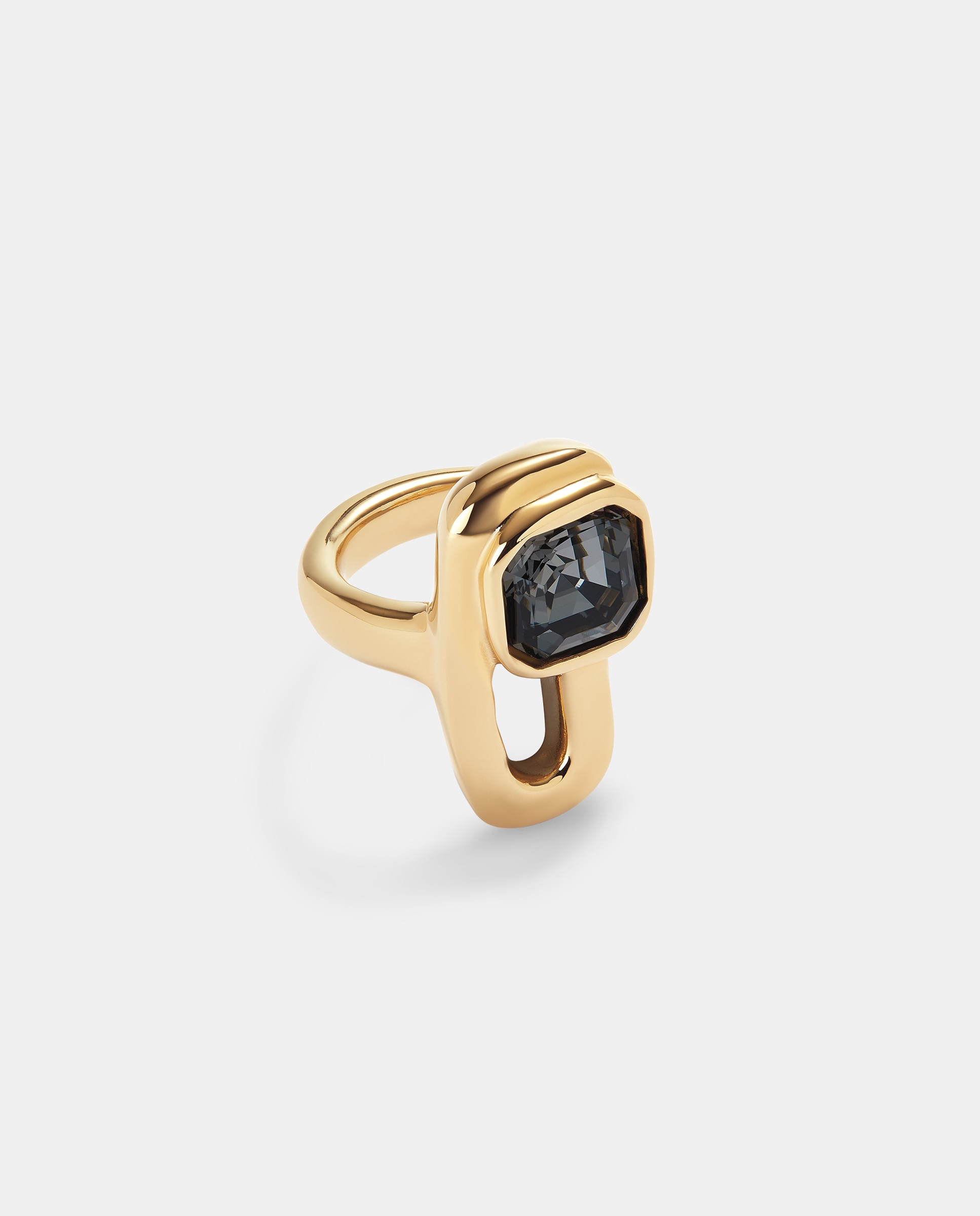 Anel Banhado a Ouro 18k com Cristal em Preto Ouro-1