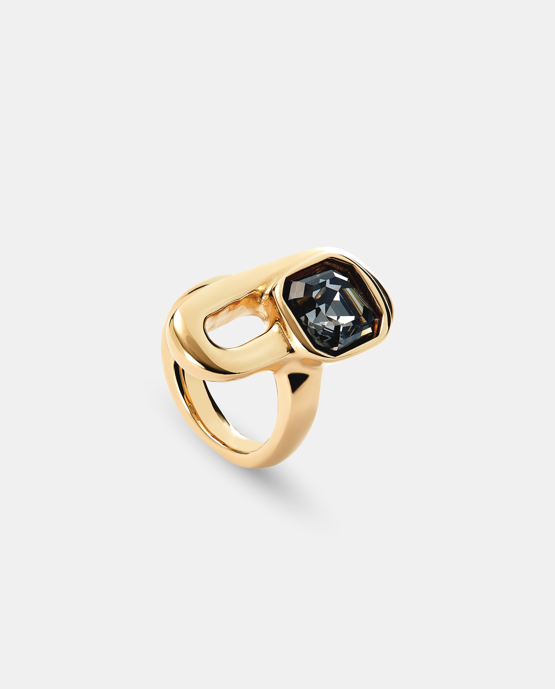 Anel Banhado a Ouro 18k com Cristal em Preto Ouro-3