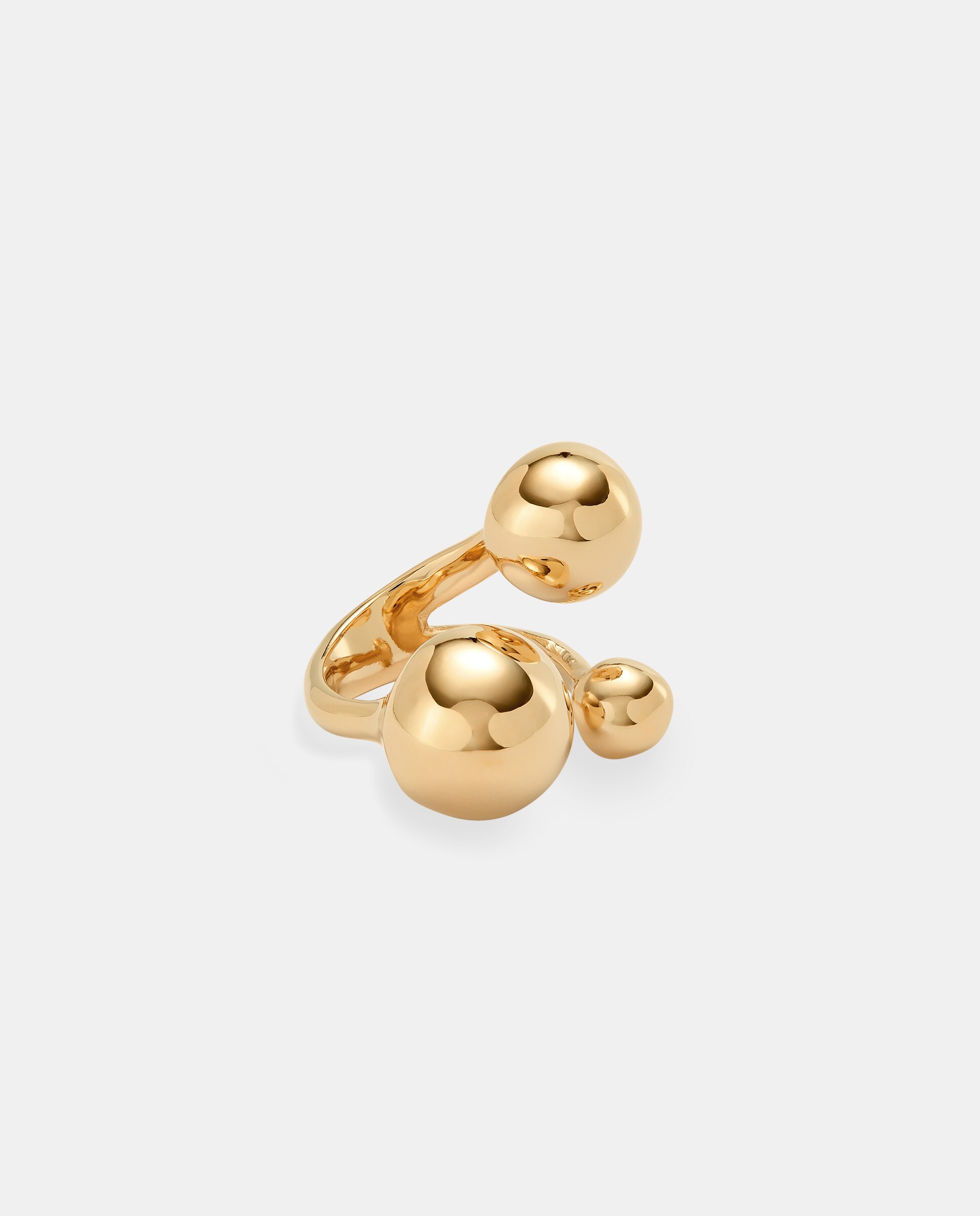 Anel Banhado a Ouro 18k e Três Esferas de Diferentes Tamanhos Ouro-1