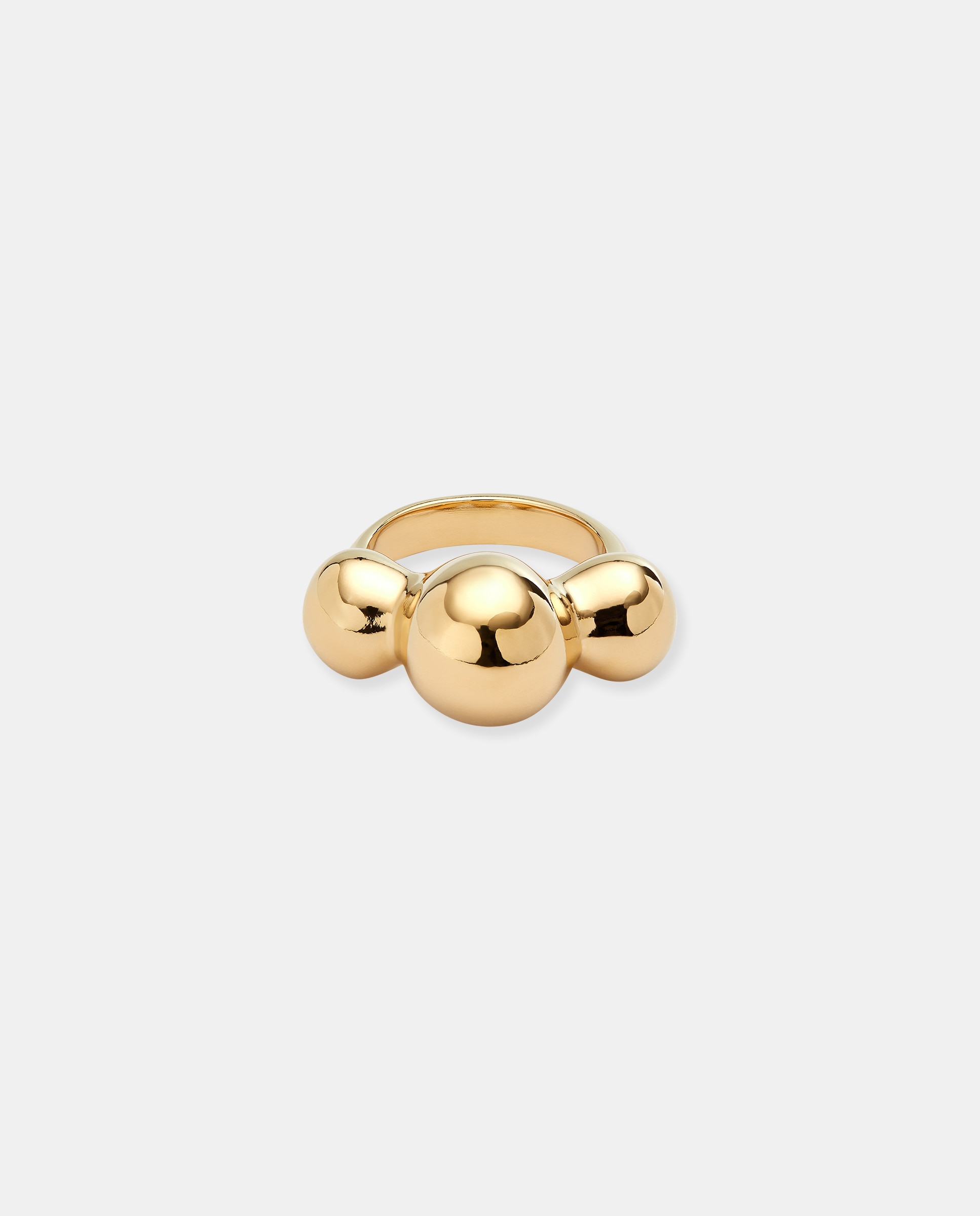 Anel Banhado a Ouro 18k e Três Esferas Centrais Ouro-1