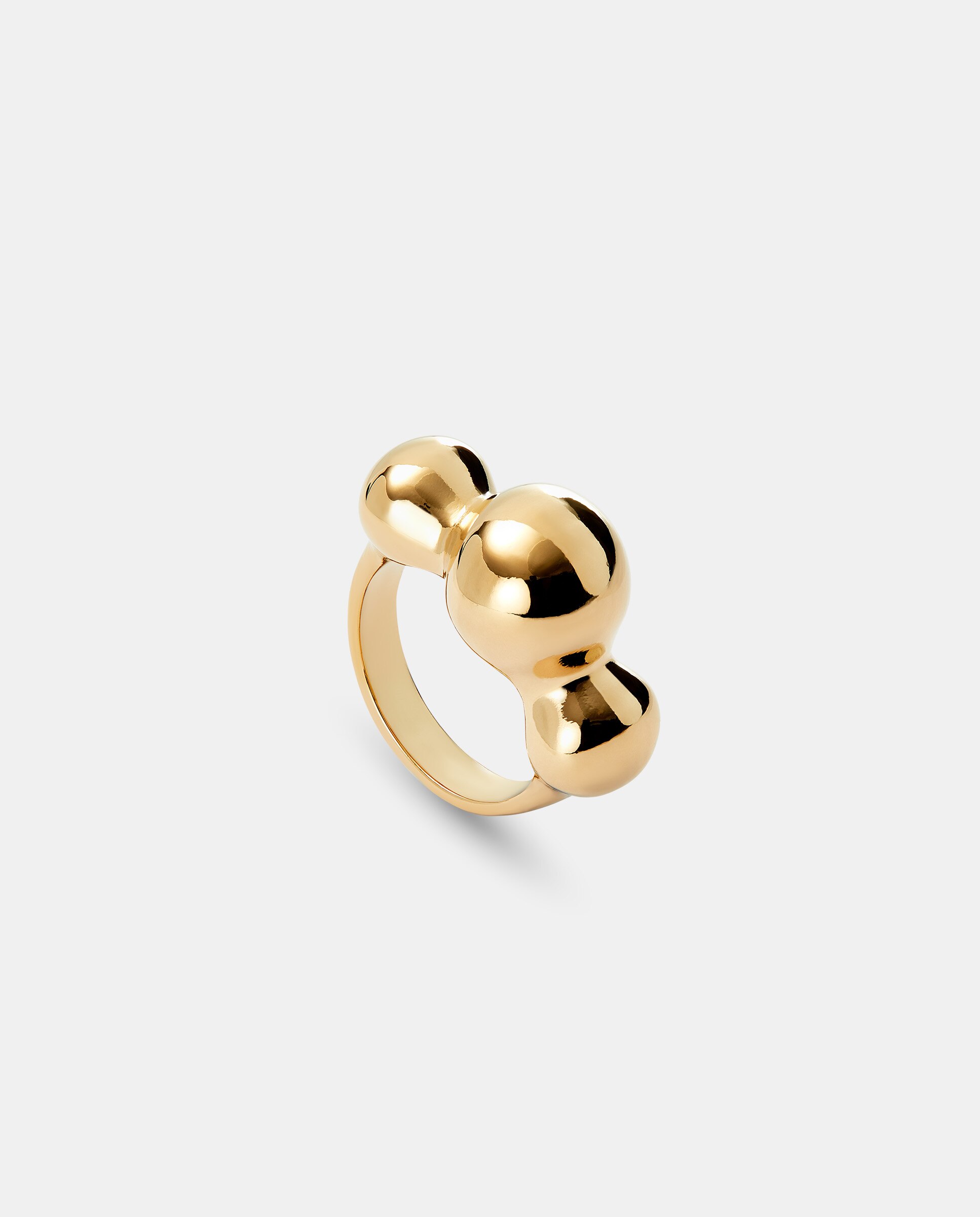 Anel Banhado a Ouro 18k e Três Esferas Centrais Ouro-3