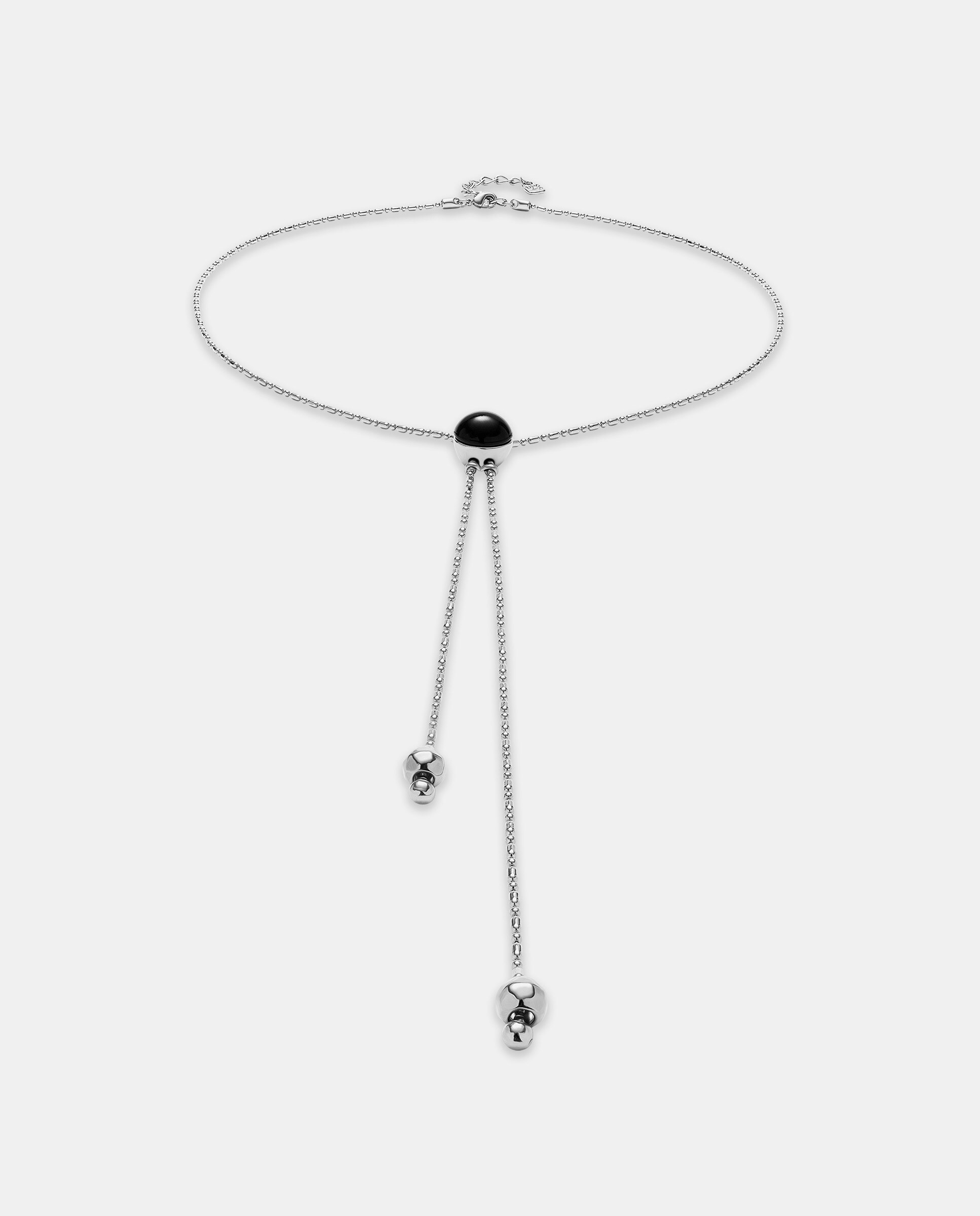Pendente Banhado em Prata de Lei com Corrente Regulável e Cristal de Murano Prata-3