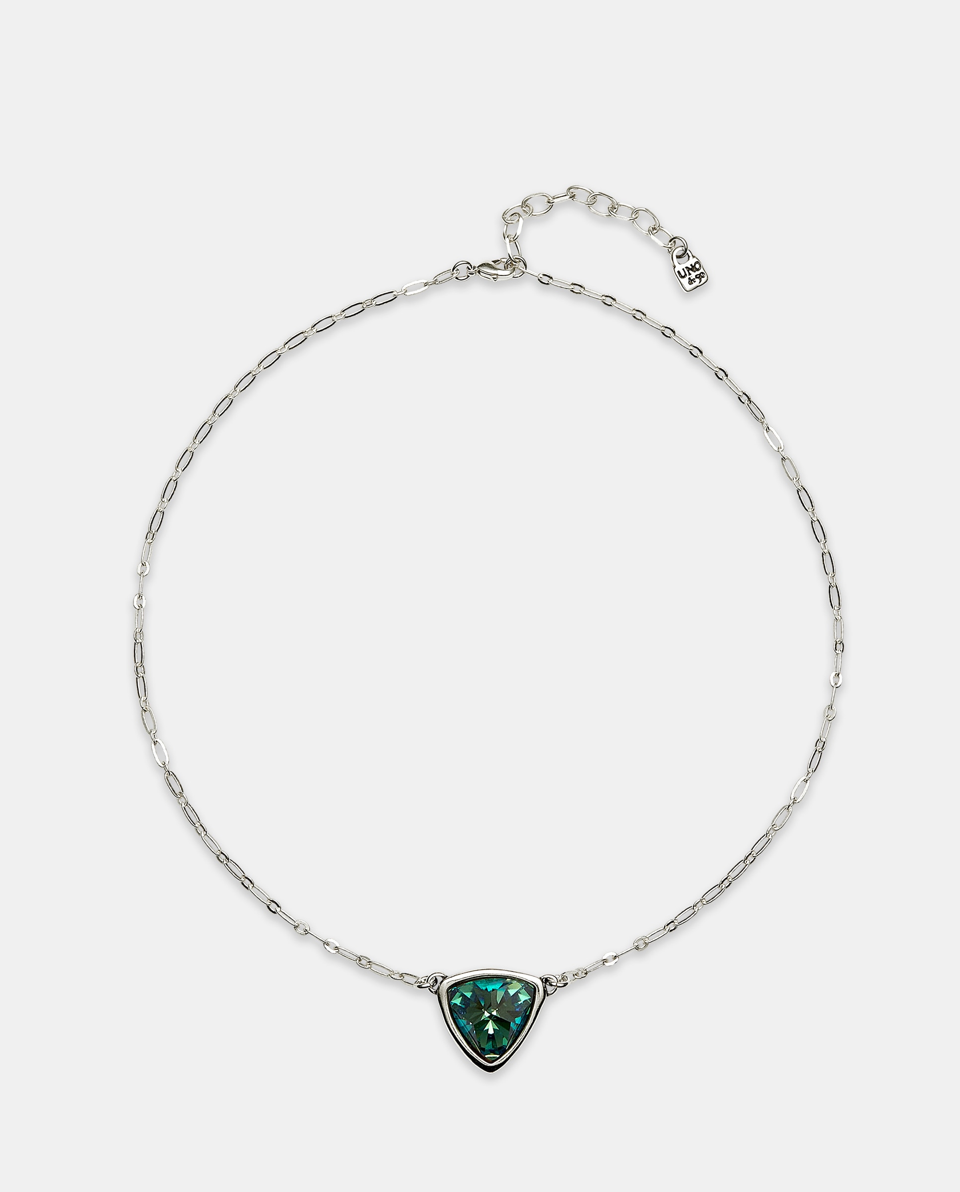 Pendente Banhado em Prata de Lei de Elos com Triângulo com Cristal Prata-1