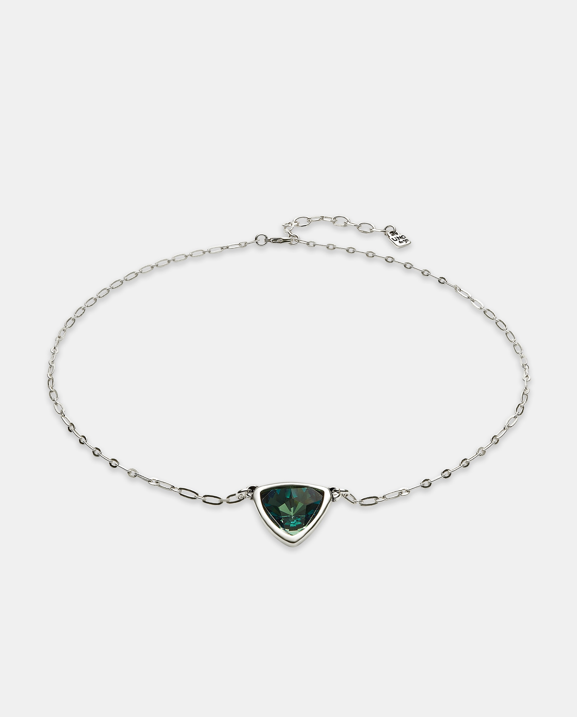 Pendente Banhado em Prata de Lei de Elos com Triângulo com Cristal Prata-3