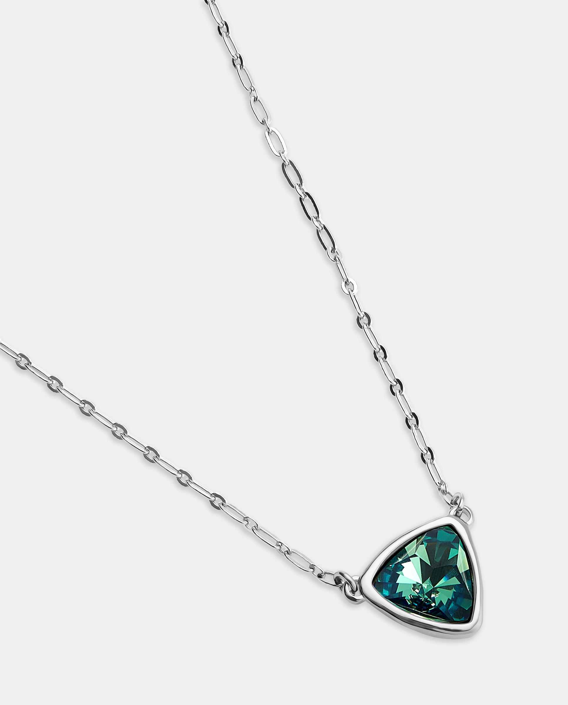 Pendente Banhado em Prata de Lei de Elos com Triângulo com Cristal Prata-4
