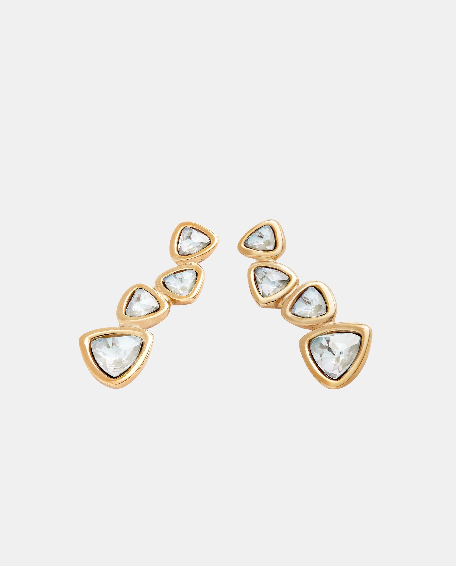 Brincos Banhados a Ouro 18k e 4 Cristais Facetados Ouro-3