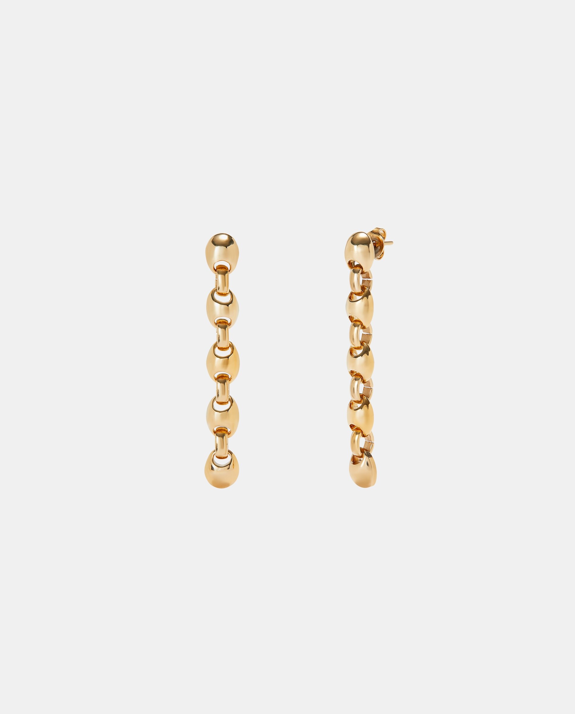 Imagem 0 de Brincos Compridos Banhados a Ouro 18k de Elos em Forma de Bolas