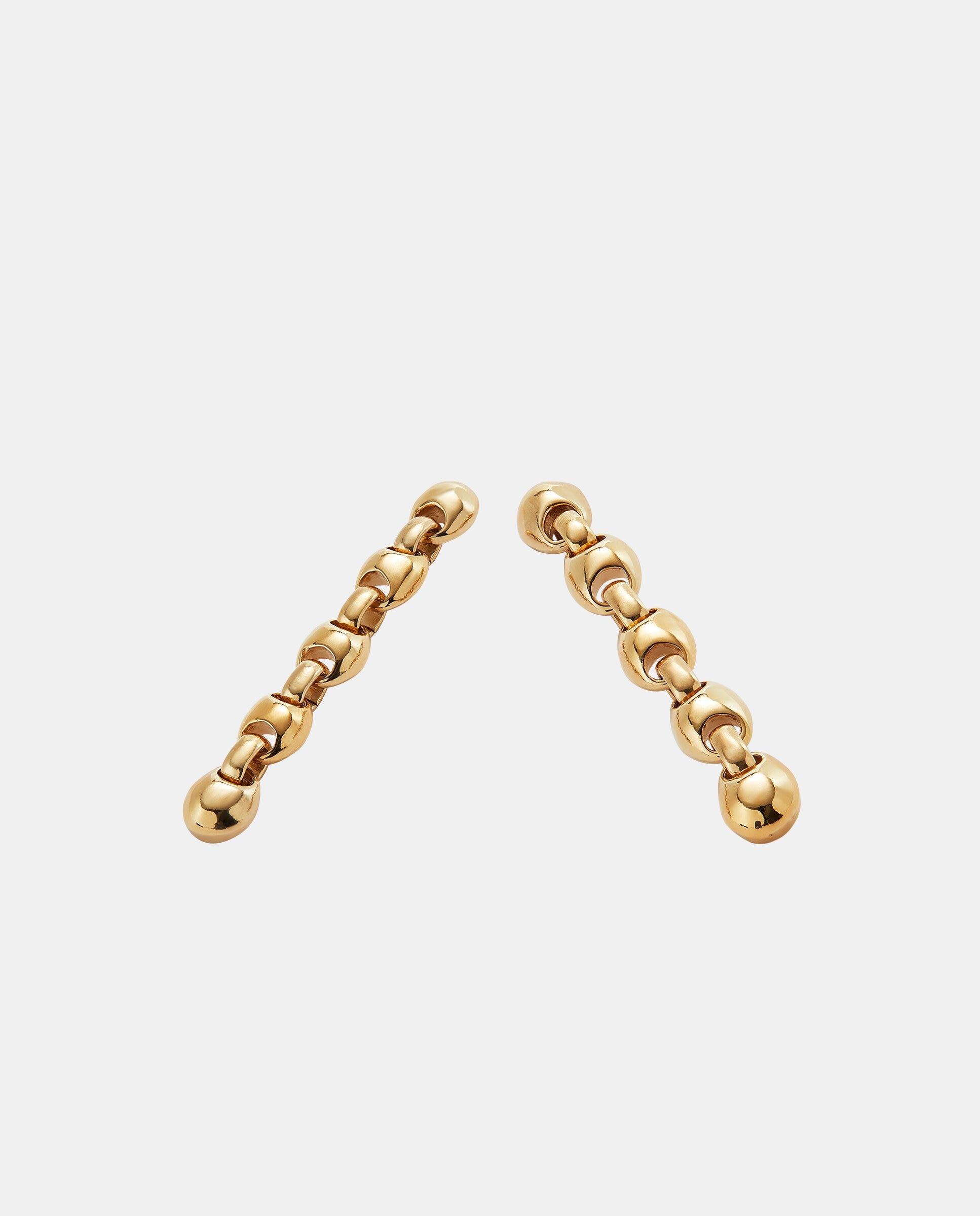 Brincos Compridos Banhados a Ouro 18k de Elos em Forma de Bolas Ouro-3
