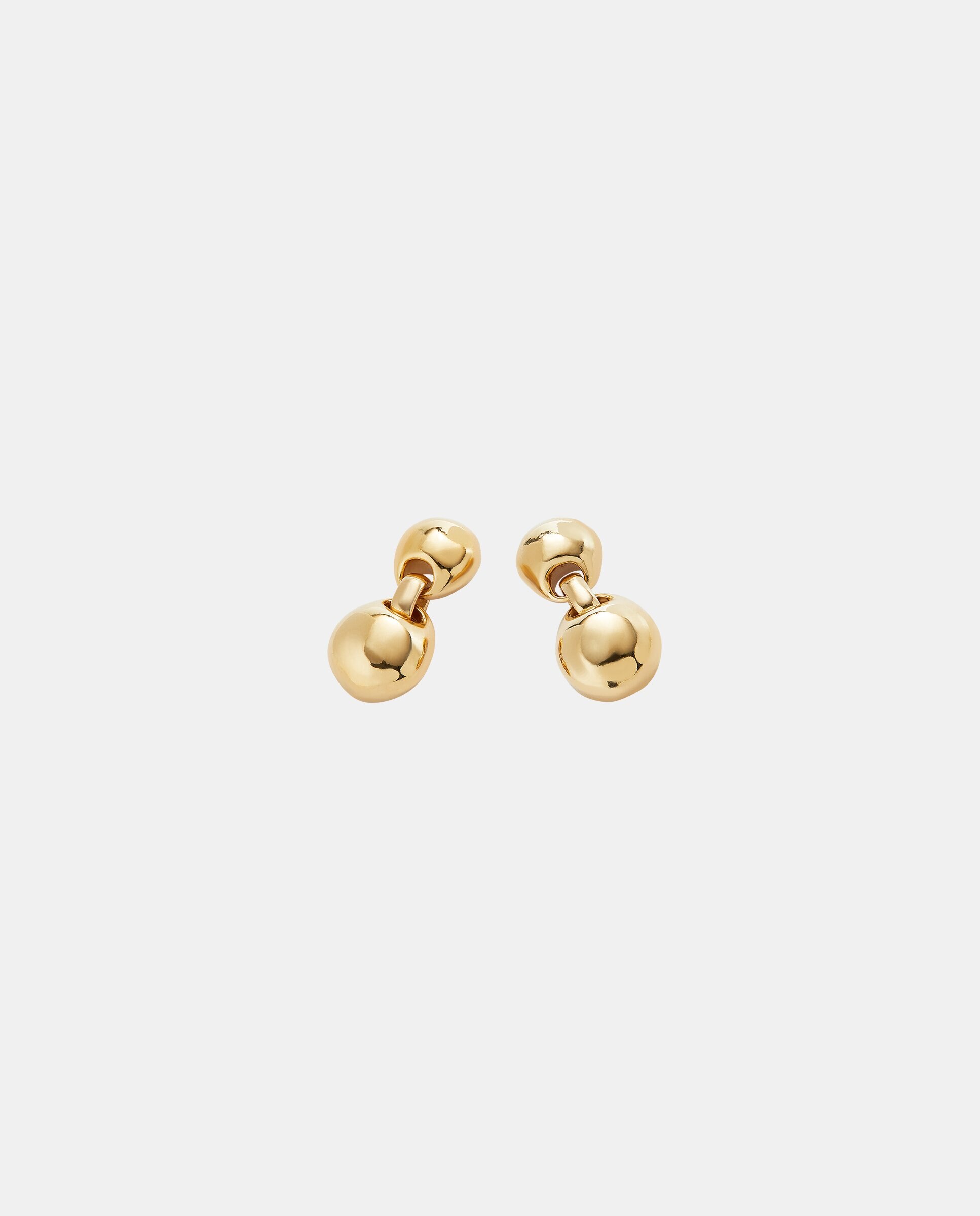 Brincos Banhados a Ouro 18k com Duas Bolas Ouro-3