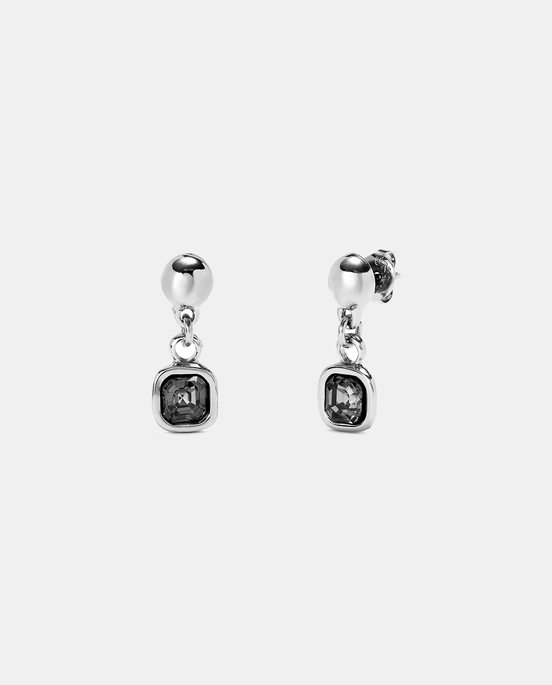Brincos Banhados em Prata de Lei com Cristal Pendente Prata-1