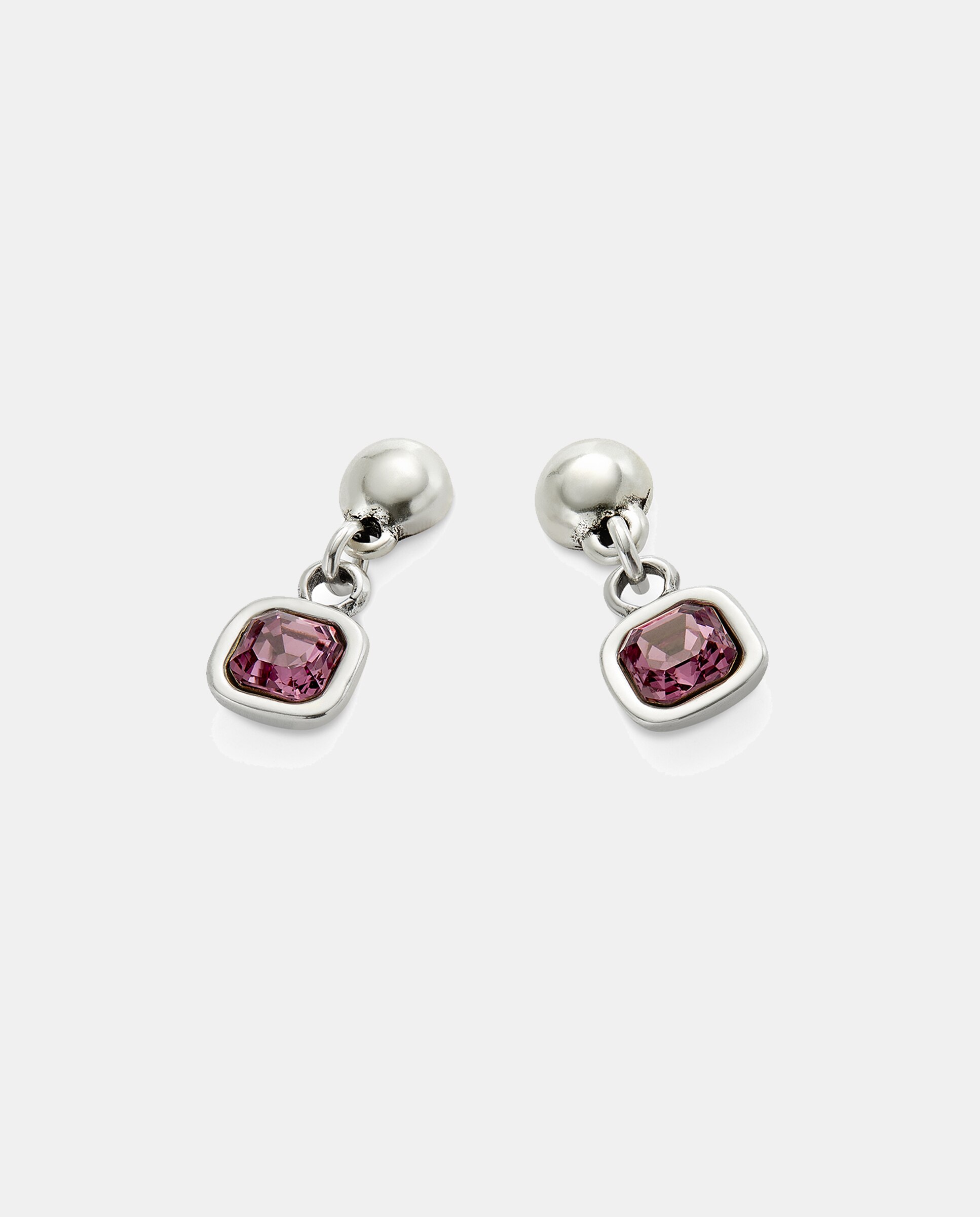 Brincos Banhados em Prata com Cristal Rosa Prata-3