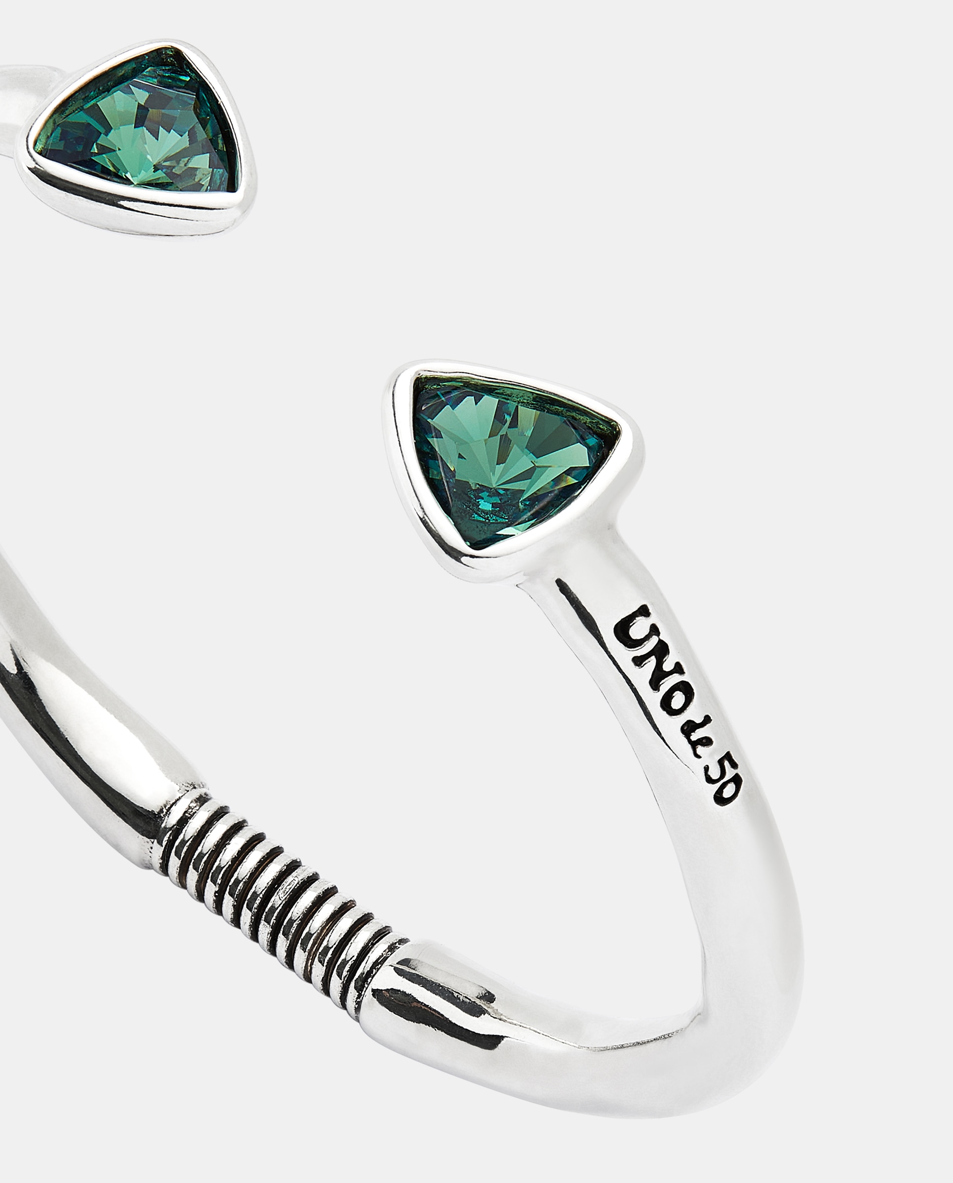 Pulseira Rígida Banhada em Prata de Lei com Dois Cristais Facetados S Prata-4